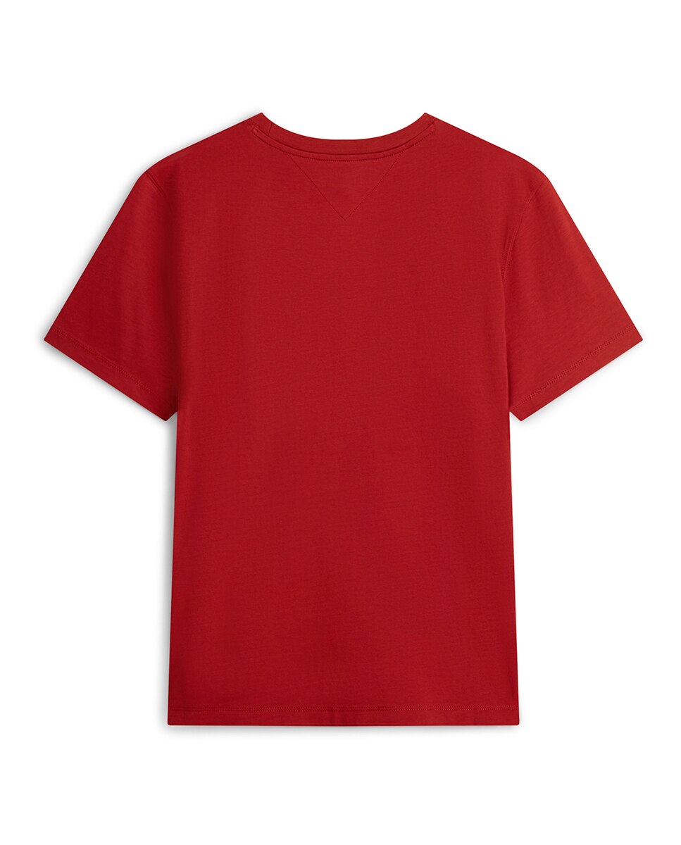 T-shirt de Manga Curta Lisa Tamanhos Grandes Vermelho-5