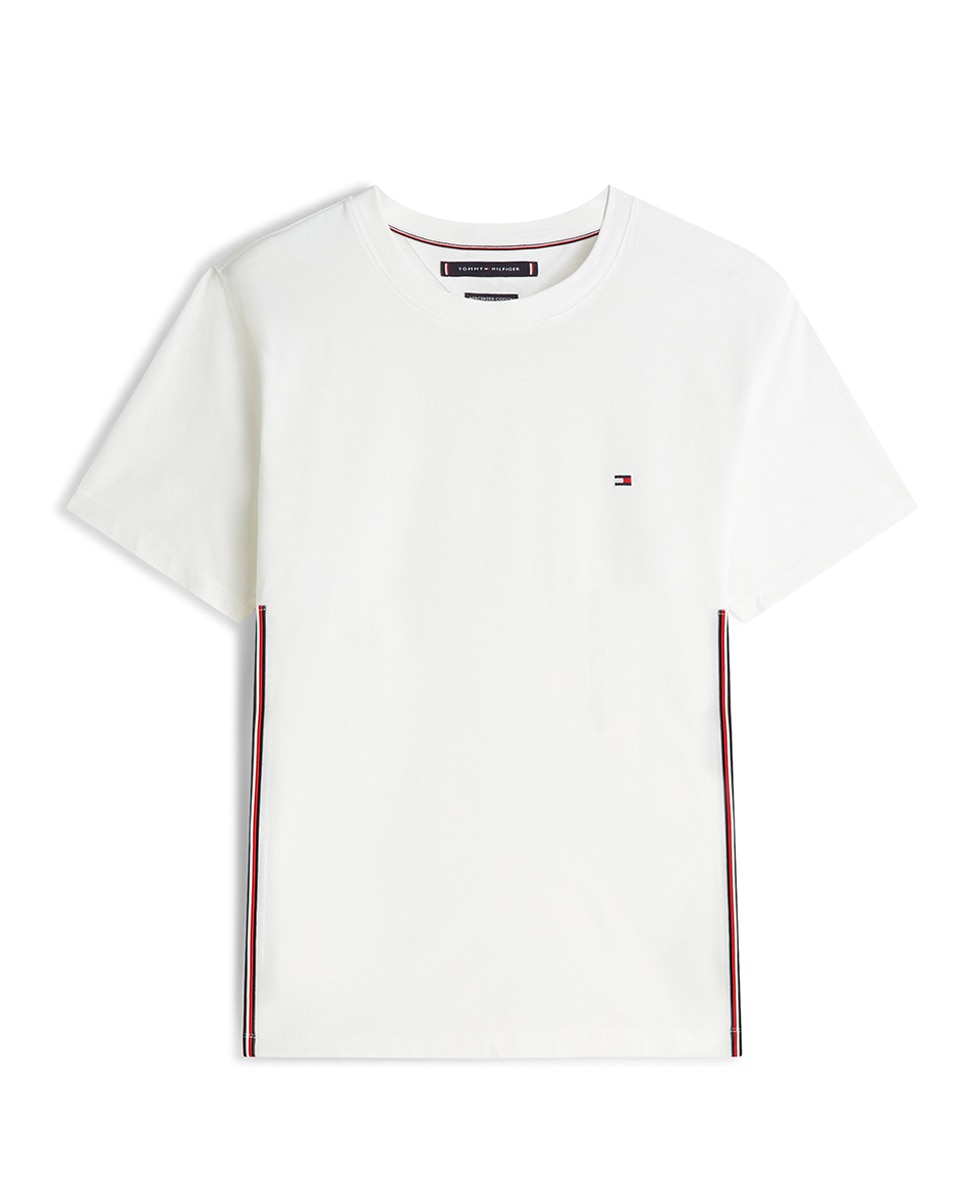 T-shirt de Manga Curta Lisa Tamanhos Grandes Branco-4