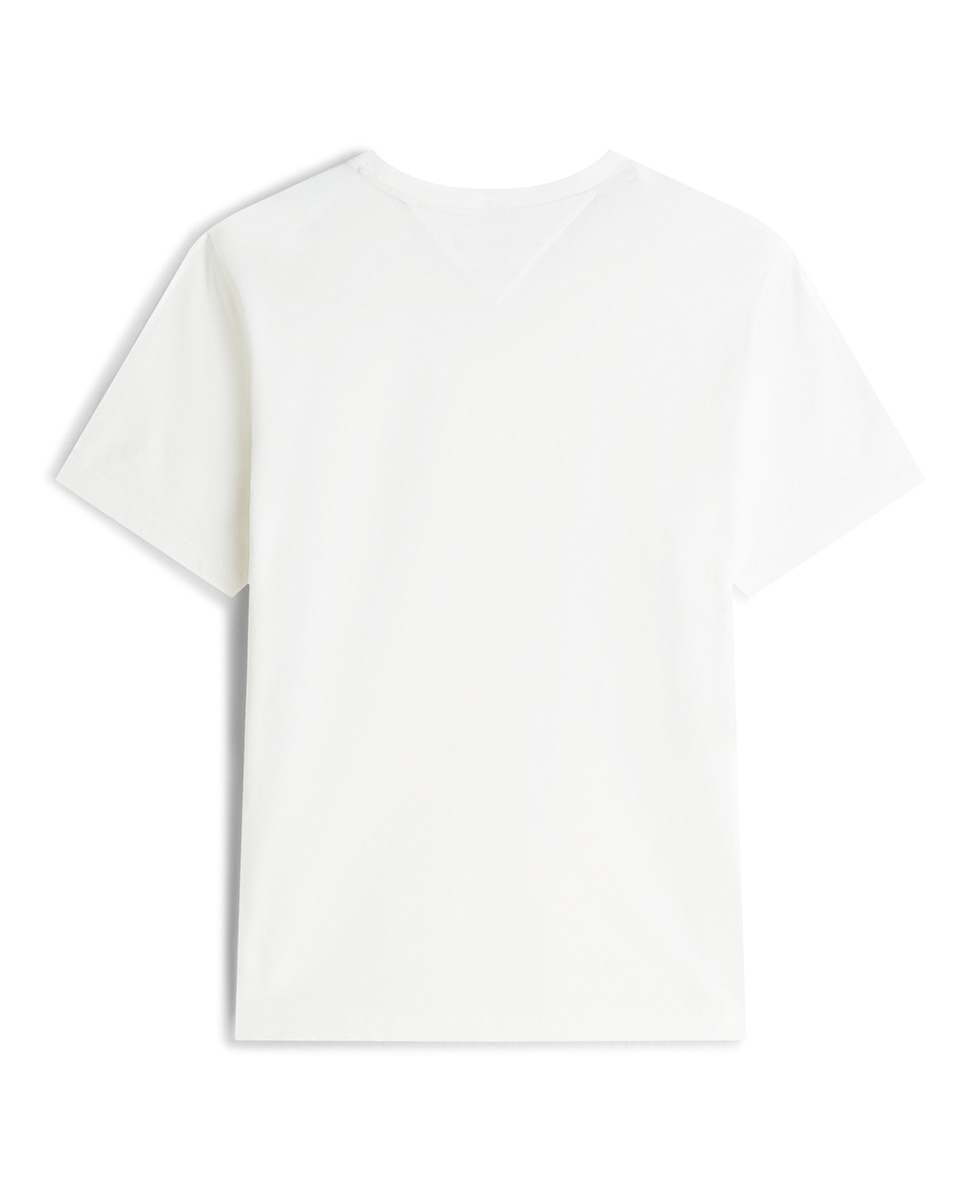 T-shirt de Manga Curta Lisa Tamanhos Grandes Branco-5