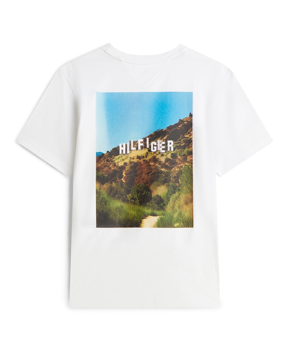 T-shirt de Manga Curta com Desenho Estampado nas Costas Tamanhos Grandes Branco-2