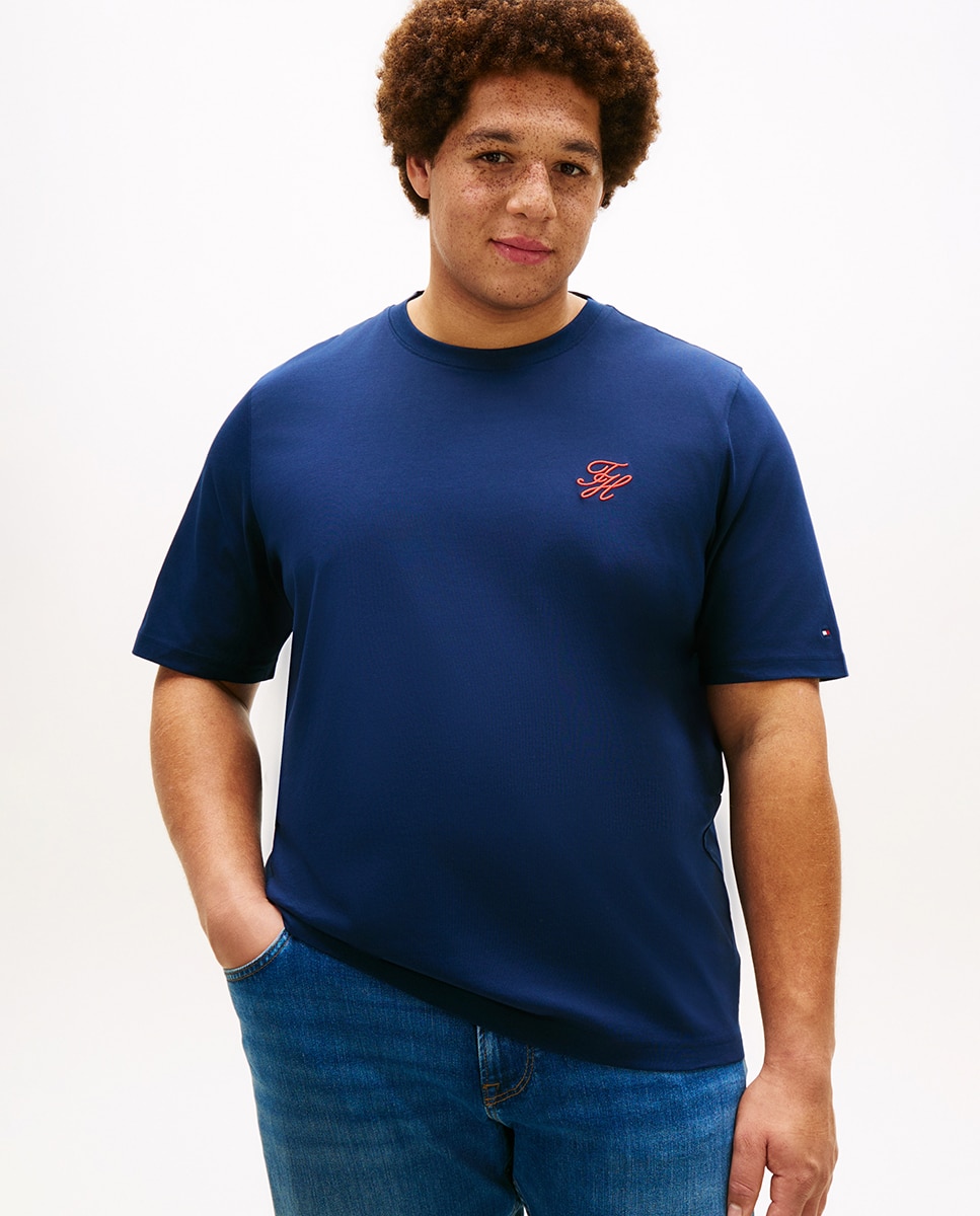 Camiseta de hombre de manga corta lisa tallas grandes - Tommy Hilfiger - Azul marino Azul marino-1