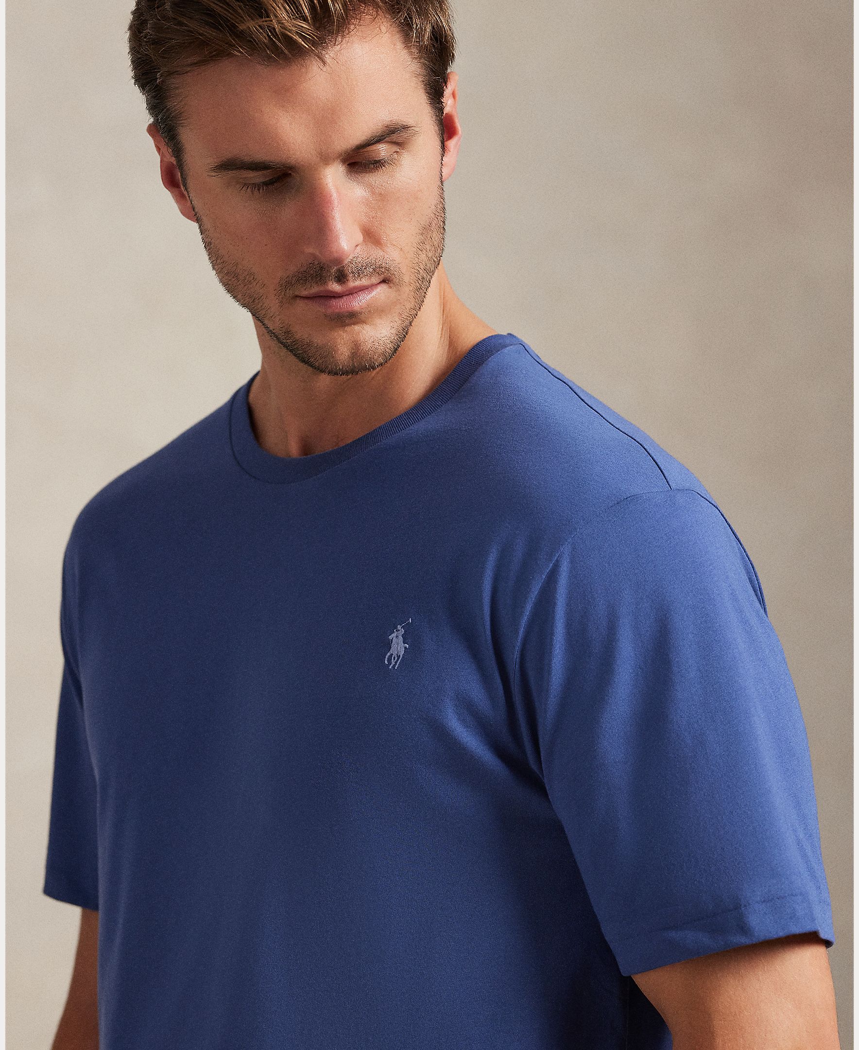 Camisola de Malha Tamanhos Grandes com Decote Redondo Esmeralda Azul-4