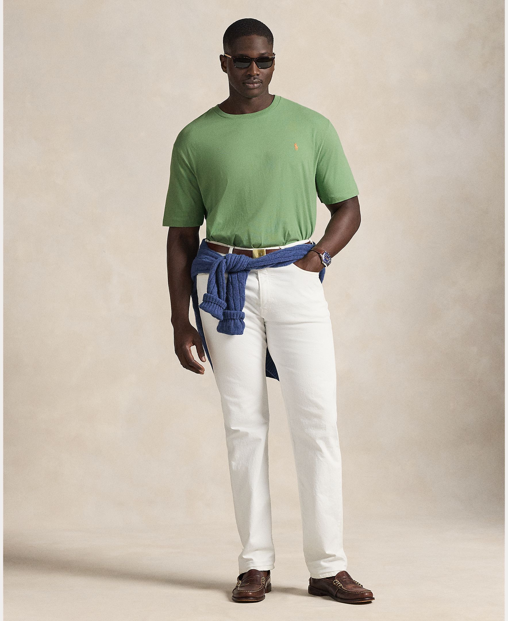 Camisola de Malha Tamanhos Grandes com Decote Redondo Verde-claro-6