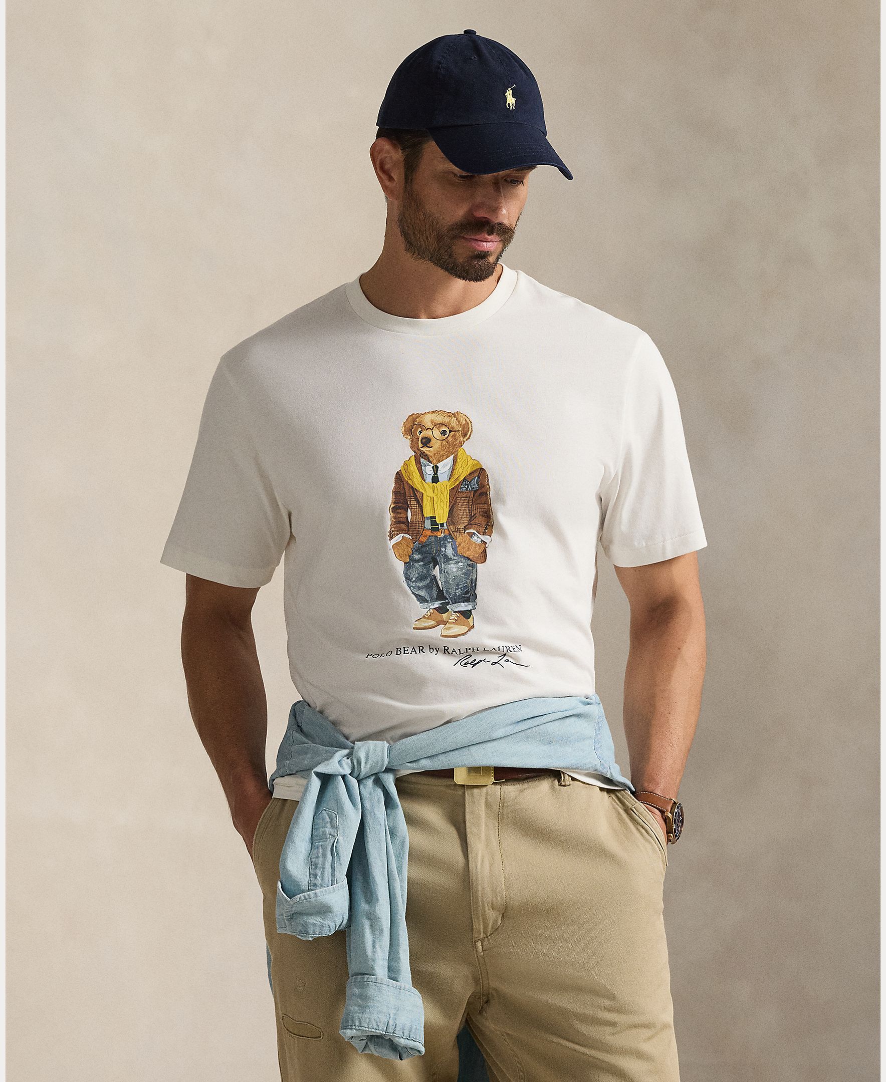 Camisola de Malha Tamanhos Grandes com Polo Bear e em Jersey Branco-marfim-1