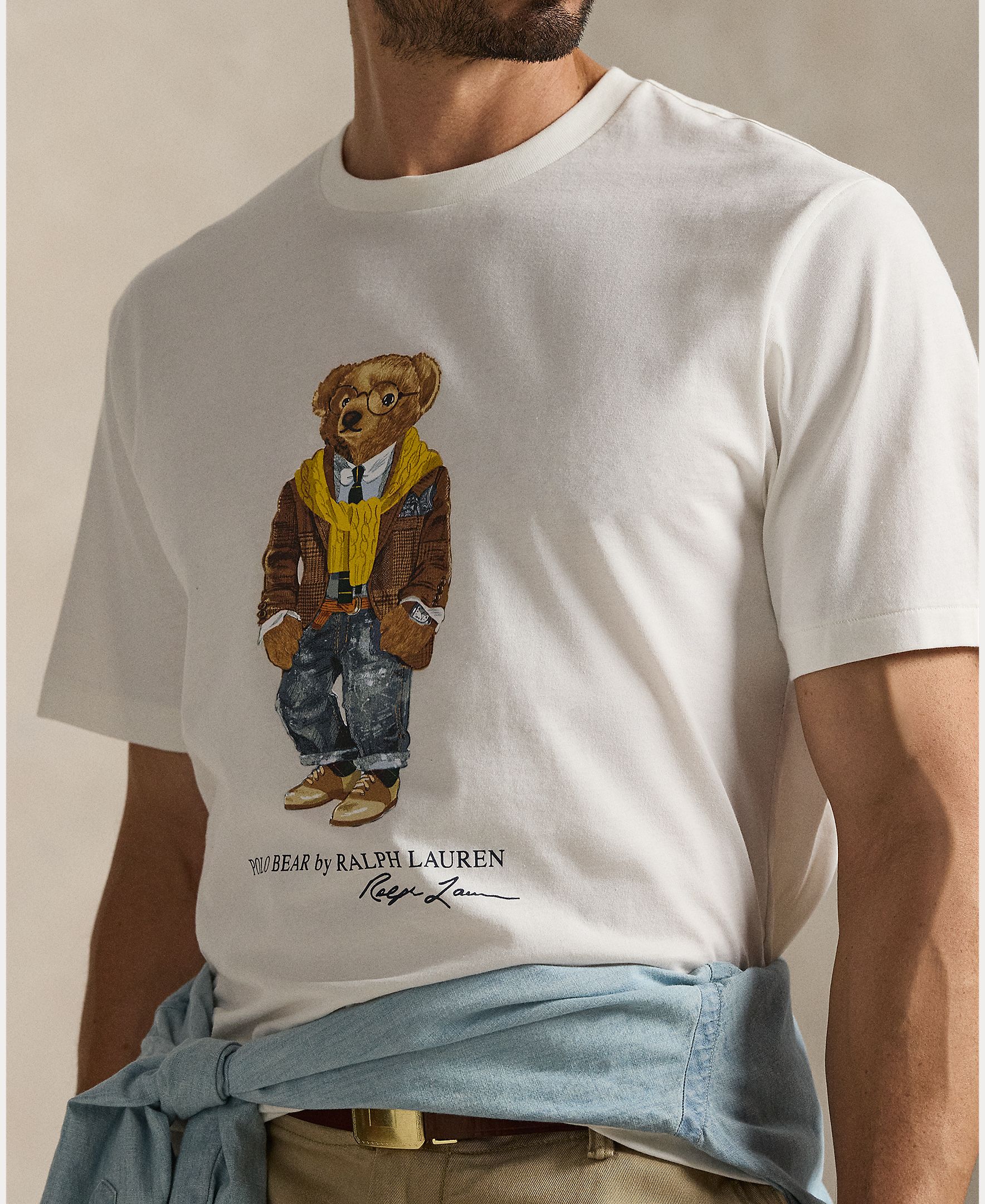 Camisola de Malha Tamanhos Grandes com Polo Bear e em Jersey Branco-marfim-4