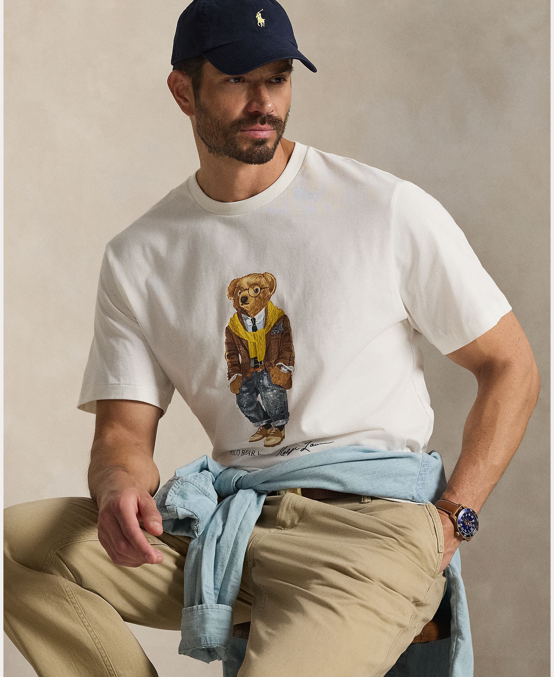 Camisola de Malha Tamanhos Grandes com Polo Bear e em Jersey Branco-marfim-5