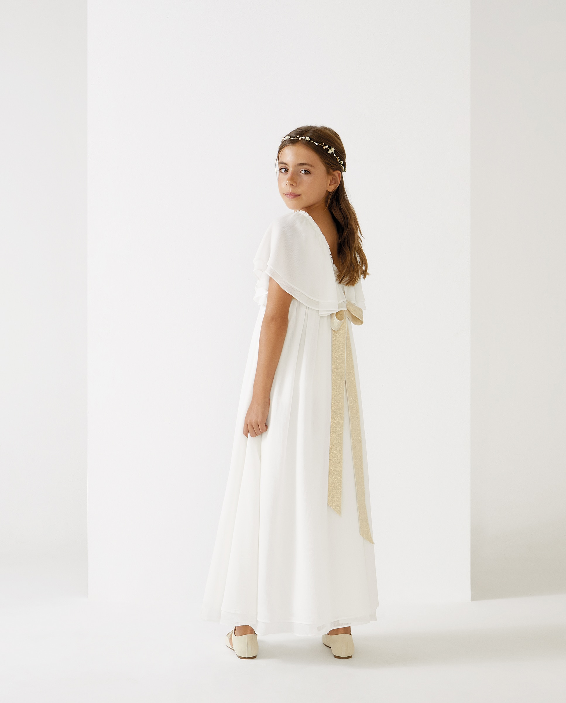 Vestido de Comunhão Ondulado Calabria Astromelia Coconut El Corte Inglés Natural-4