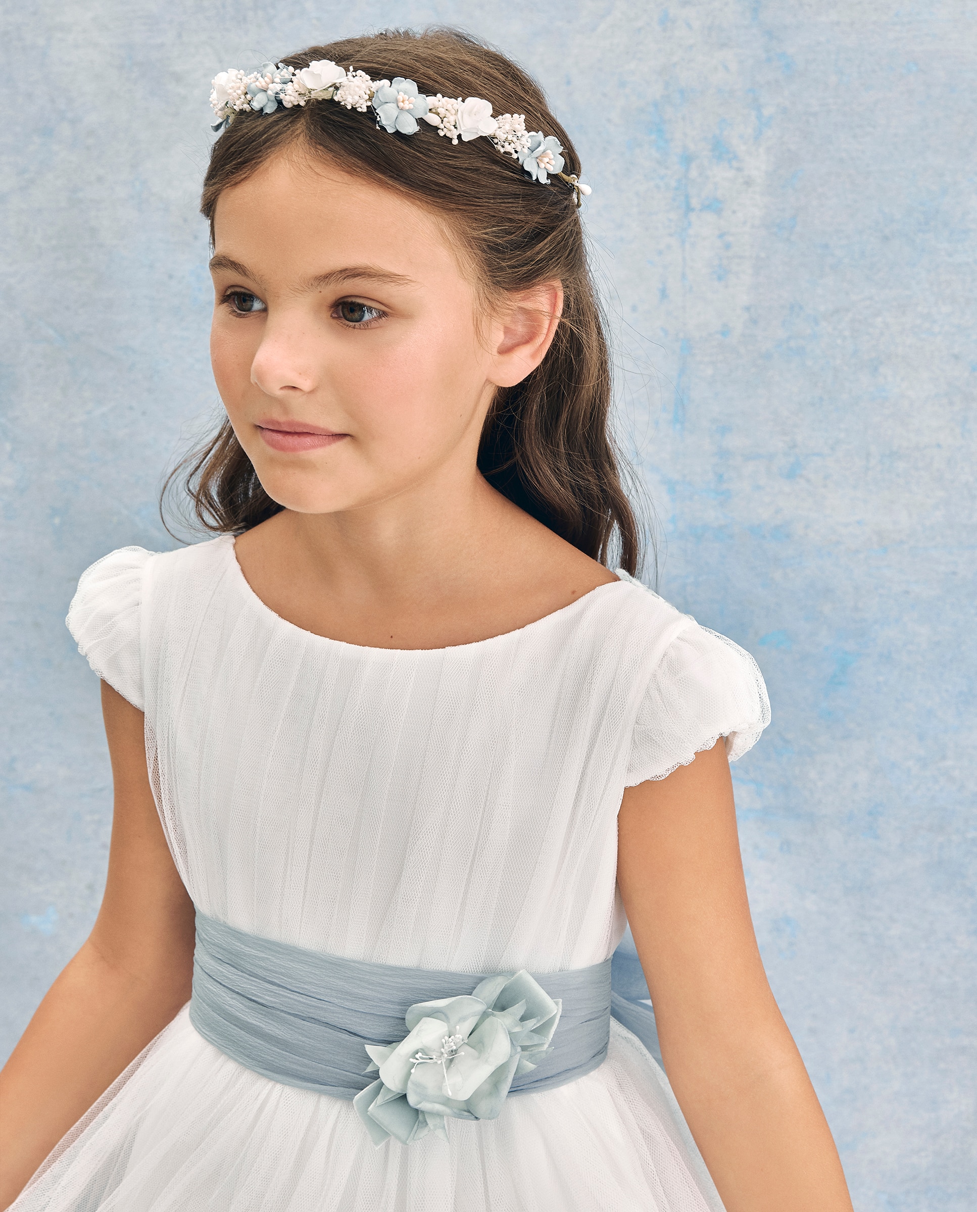 Vestido de Comunhão com Manga Curta e Costas Bordadas Urania Coconut El Corte Inglés Branco-marfim-3