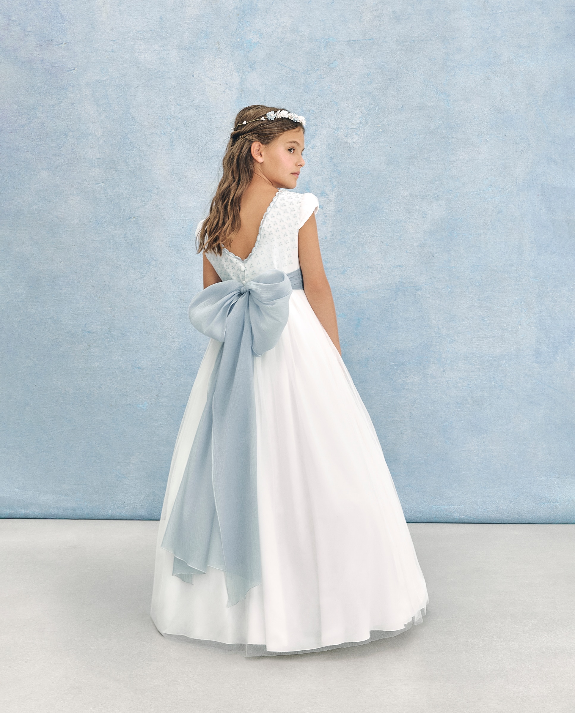 Vestido de Comunhão com Manga Curta e Costas Bordadas Urania Coconut El Corte Inglés Branco-marfim-5