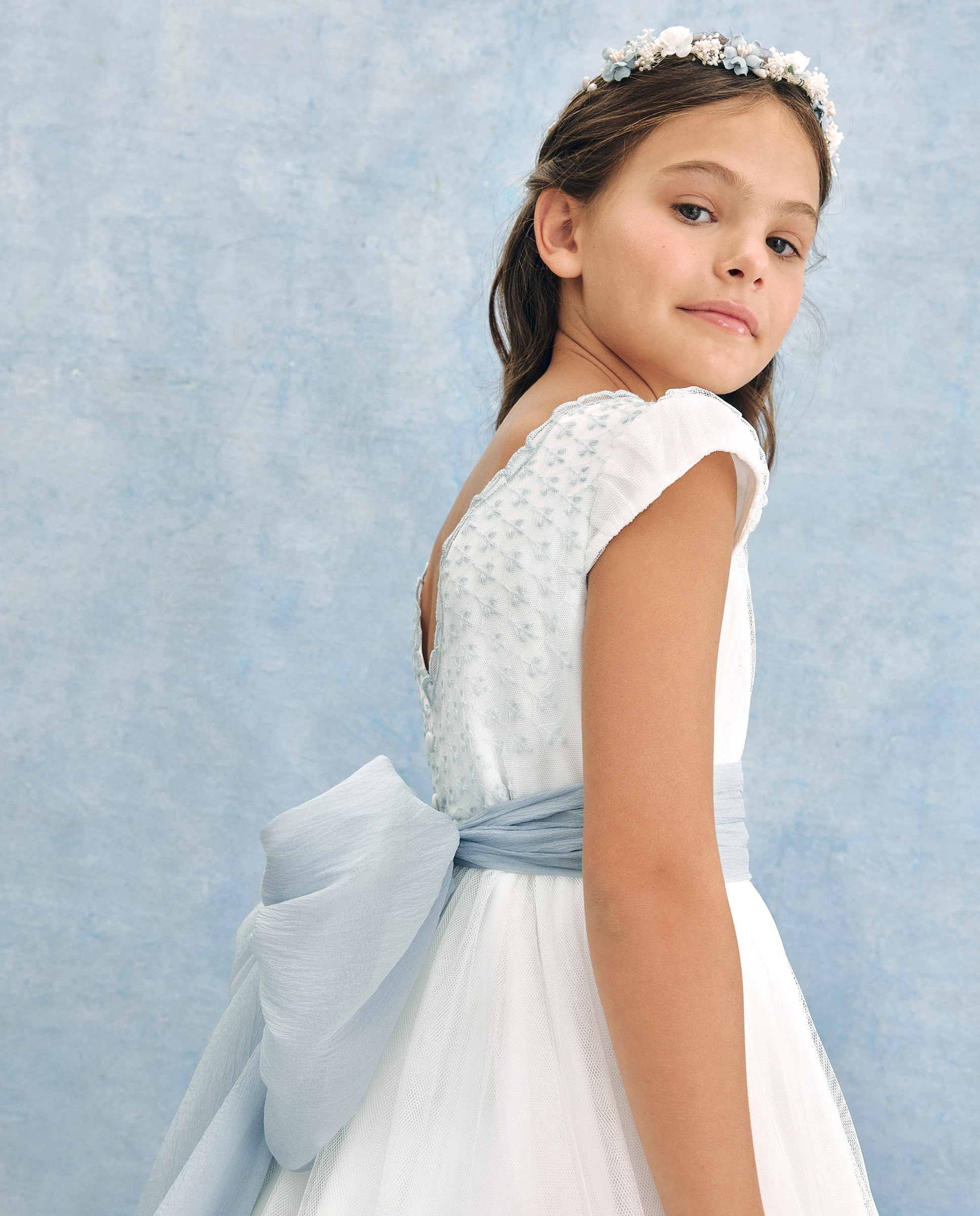 Vestido de Comunhão com Manga Curta e Costas Bordadas Urania Coconut El Corte Inglés Branco-marfim-6