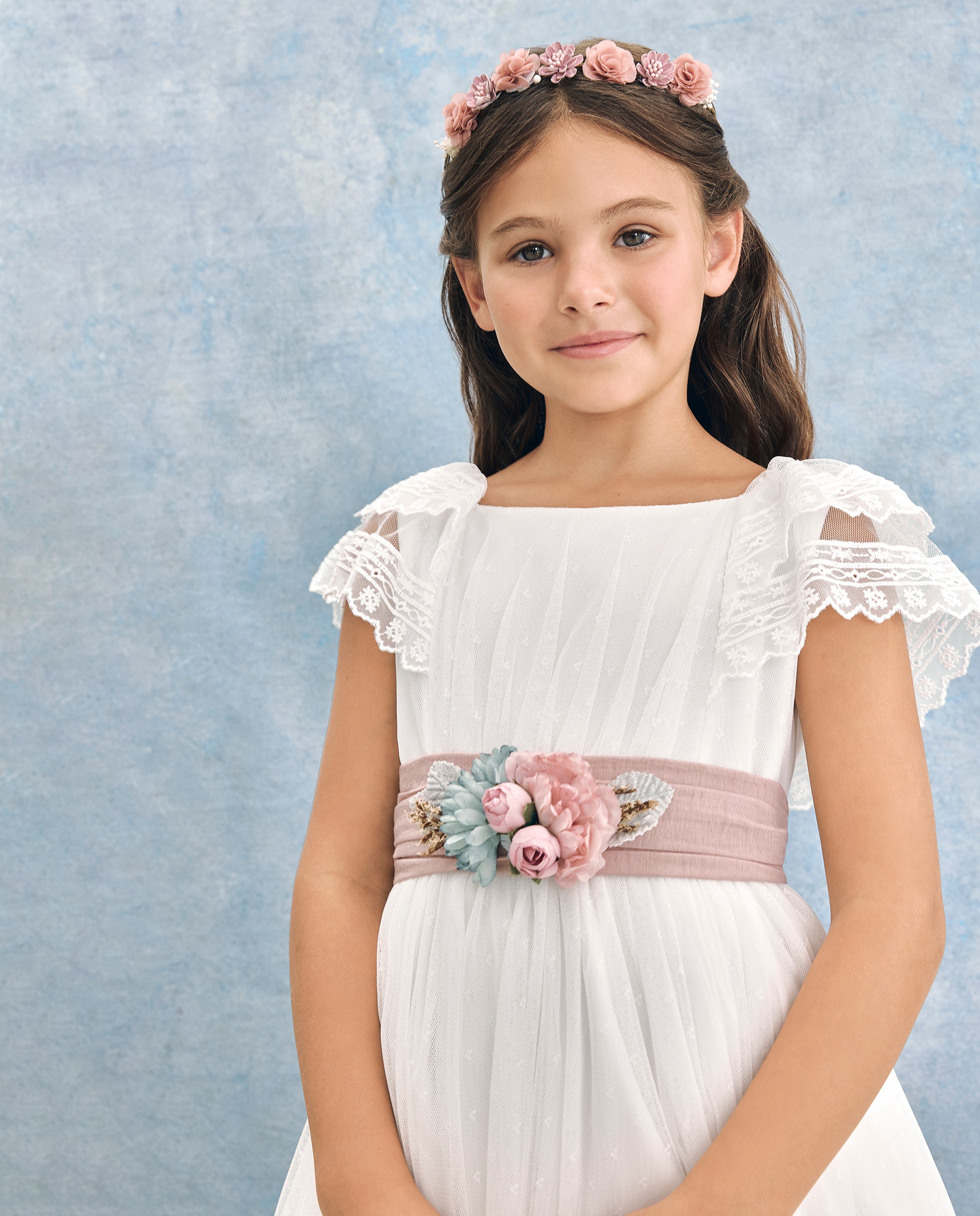 Vestido de Comunhão com Folho de Tule e Bolinhas Casiopea Coconut El Corte Inglés Branco-marfim-2