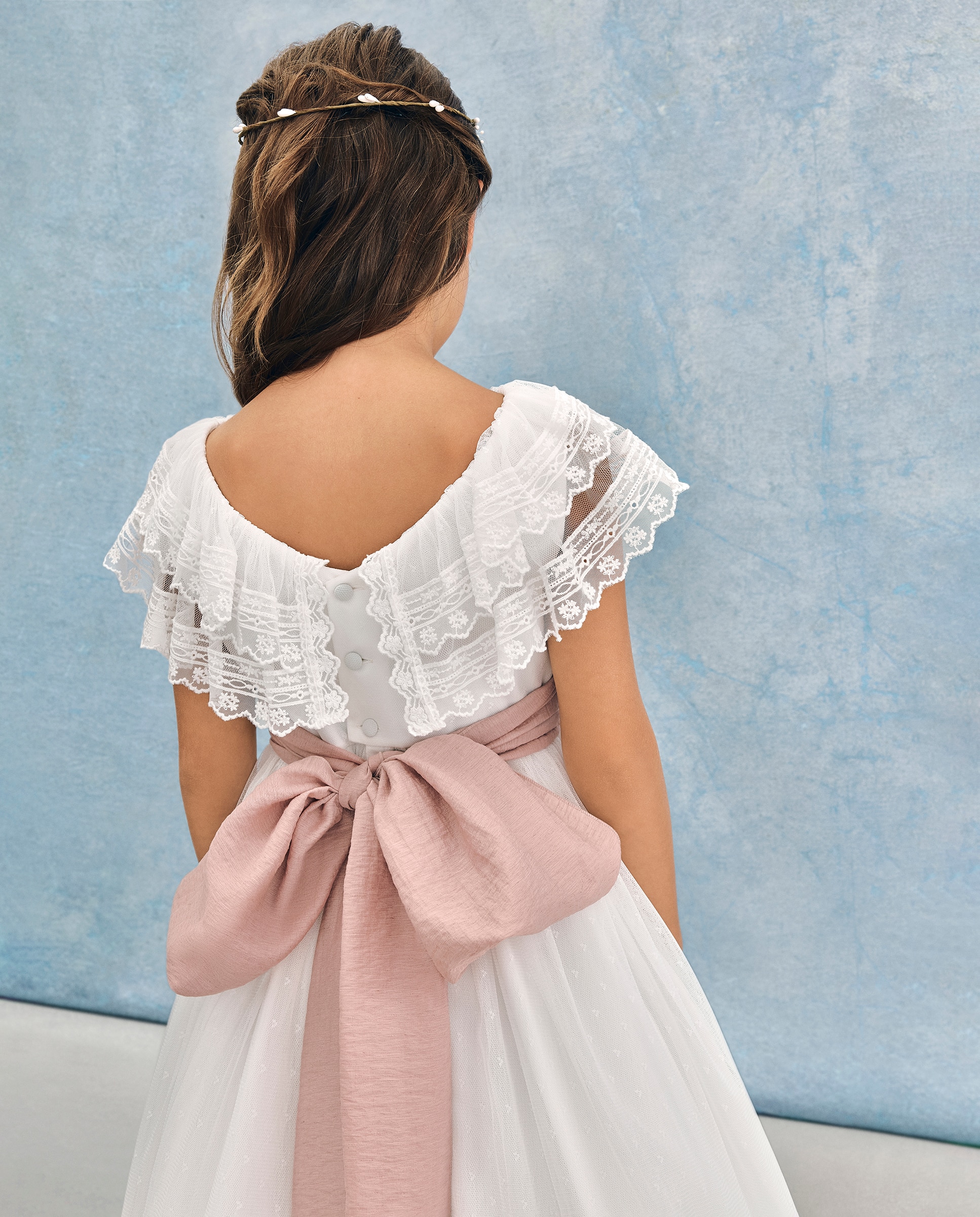 Vestido de Comunhão com Folho de Tule e Bolinhas Casiopea Coconut El Corte Inglés Branco-marfim-4