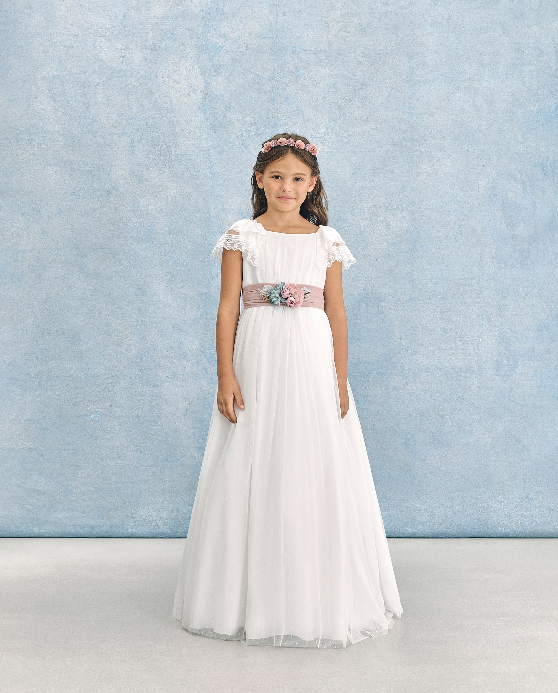 Vestido de Comunhão com Folho de Tule e Bolinhas Casiopea Coconut El Corte Inglés Branco-marfim-5