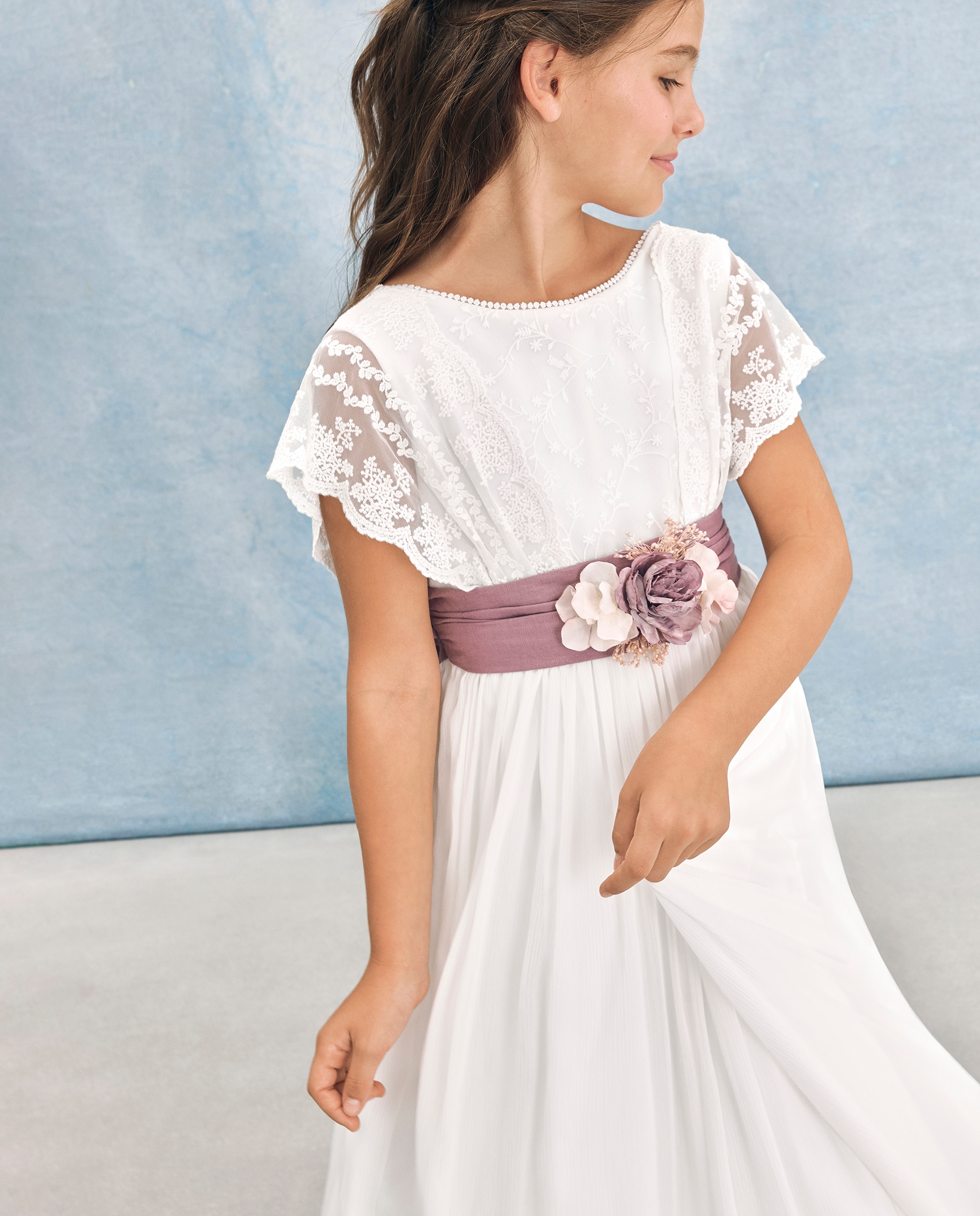 Vestido de Comunhão Ondulado Borealis Coconut El Corte Inglés Branco-marfim-1