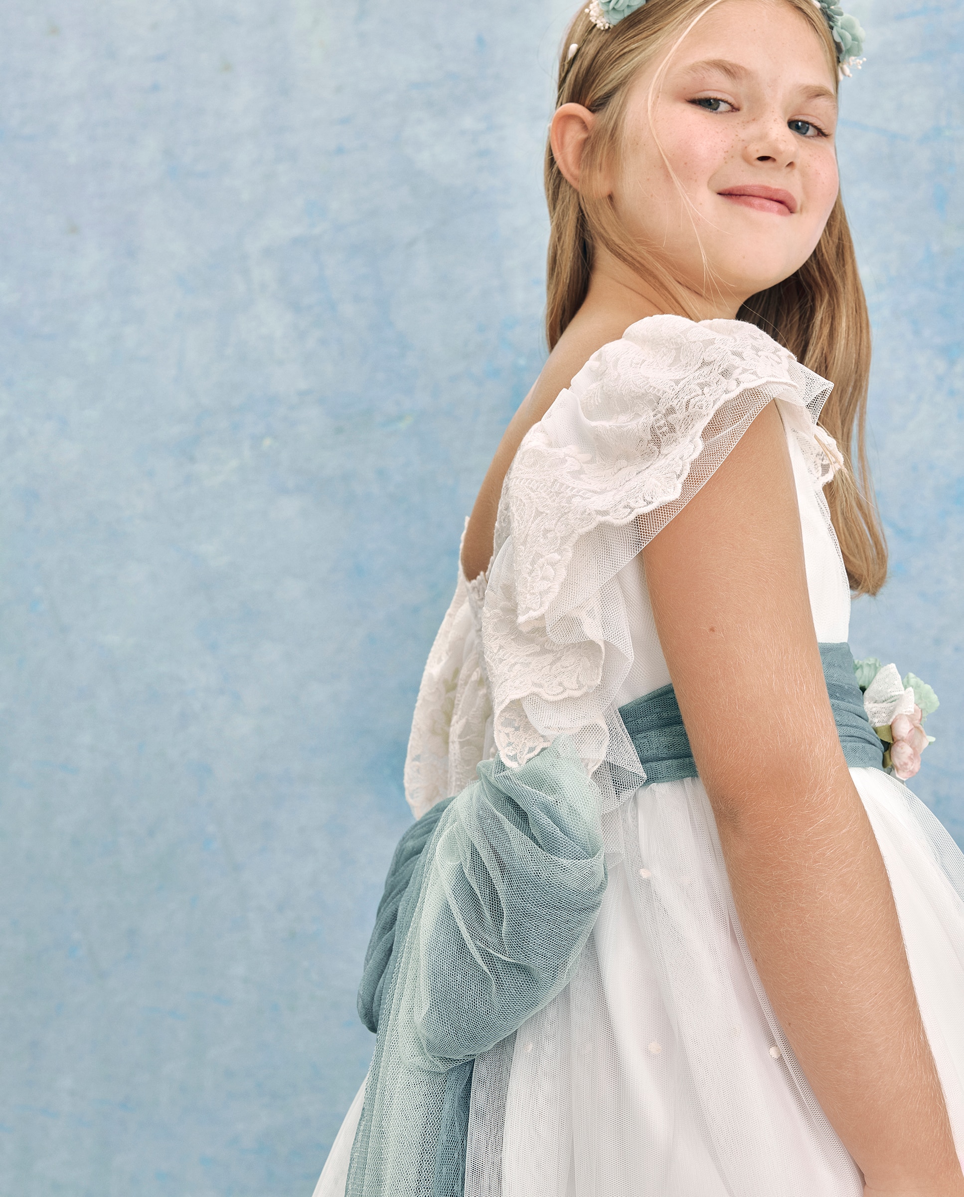 Vestido de Comunhão com Folho Bordado Altais Coconut El Corte Inglés 120 Cru-1