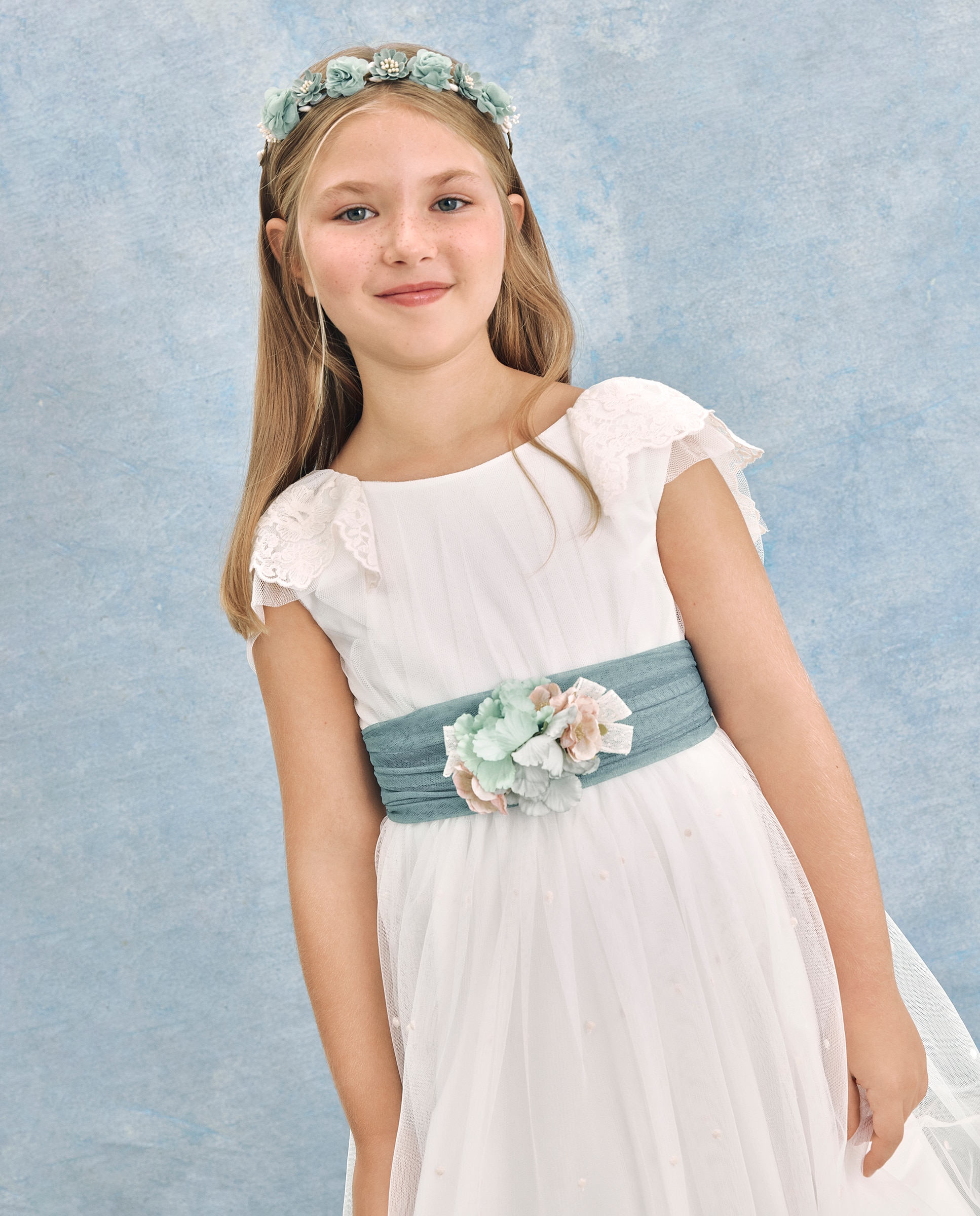 Vestido de Comunhão com Folho Bordado Altais Coconut El Corte Inglés 120 Cru-2