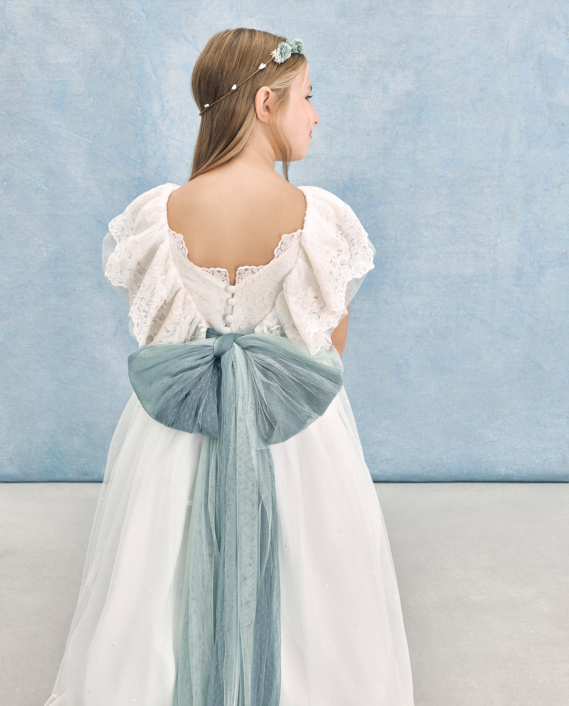 Vestido de Comunhão com Folho Bordado Altais Coconut El Corte Inglés 120 Cru-3