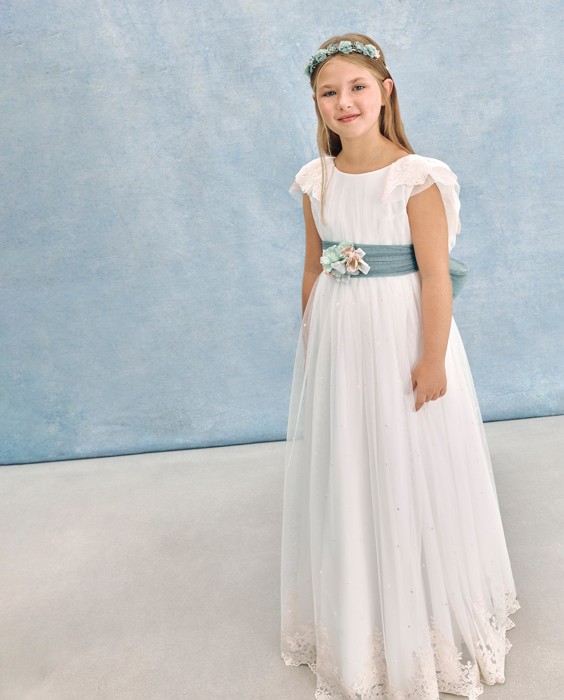 Vestido de Comunhão com Folho Bordado Altais Coconut El Corte Inglés 120 Cru-4