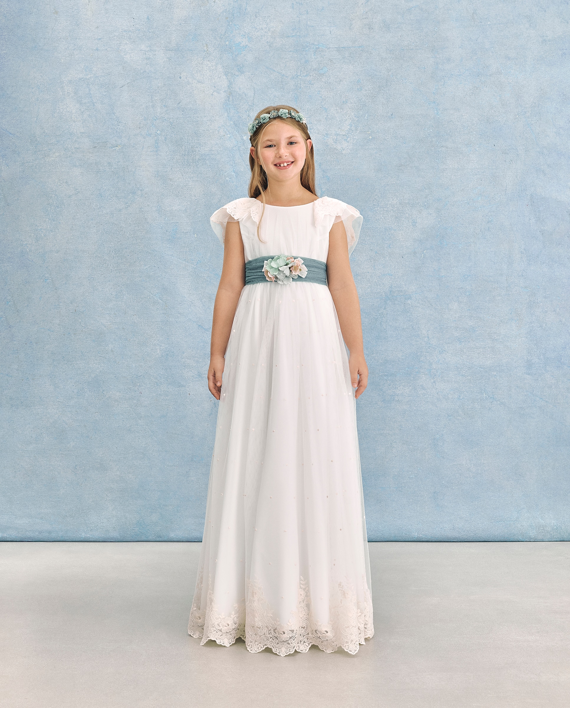 Vestido de Comunhão com Folho Bordado Altais Coconut El Corte Inglés 120 Cru-5