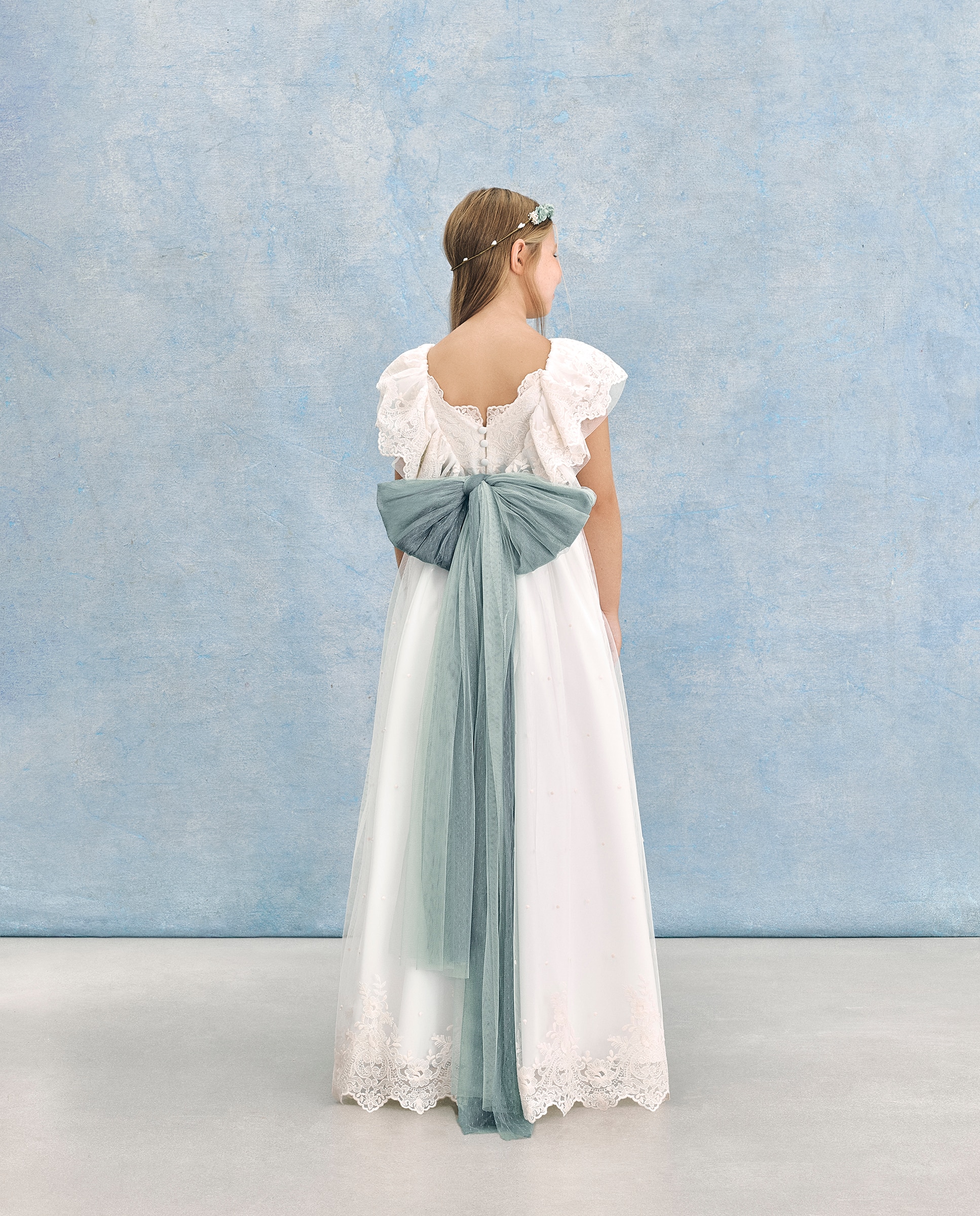 Vestido de Comunhão com Folho Bordado Altais Coconut El Corte Inglés 120 Cru-6