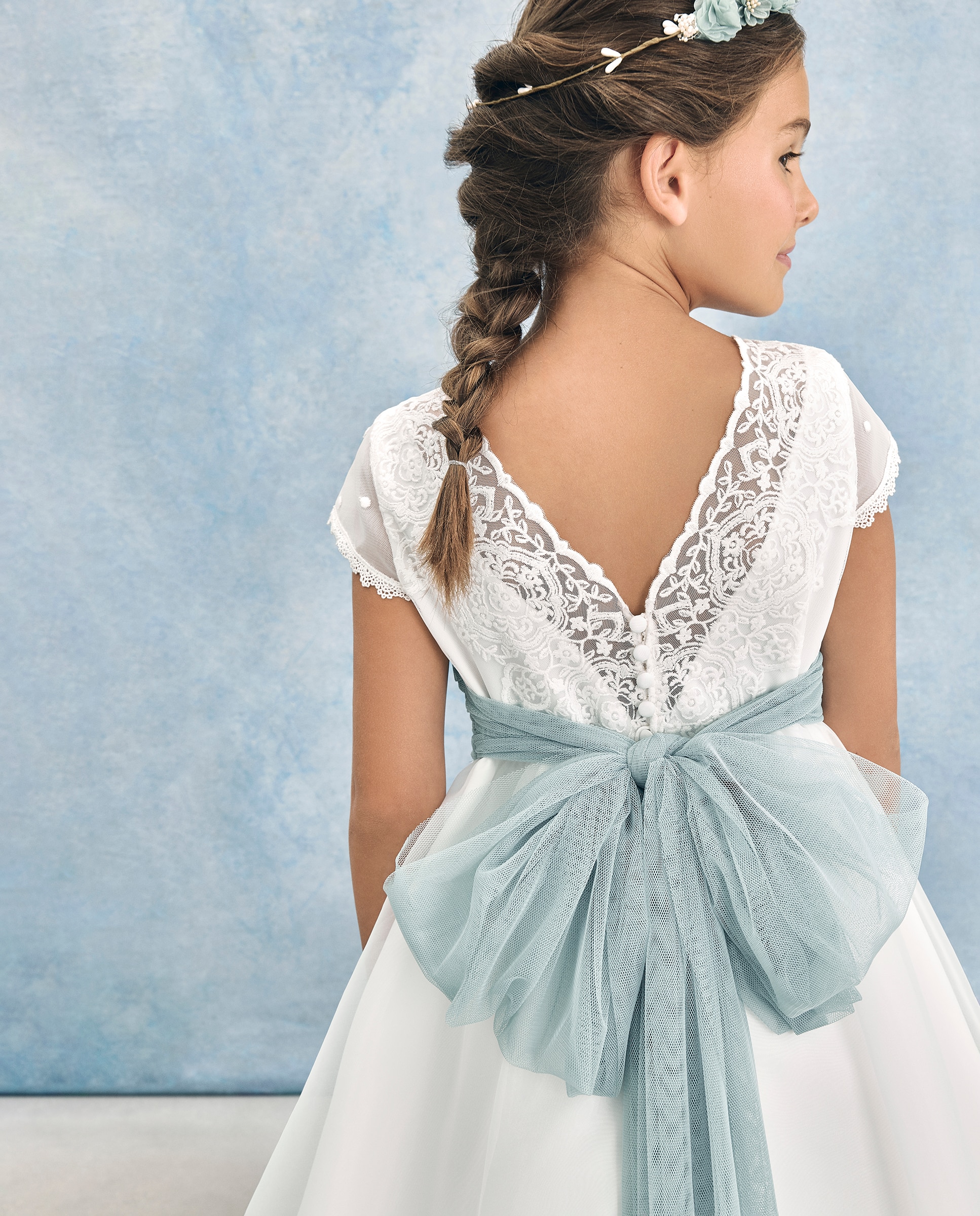Vestido de Comunhão com Manga Curta e Saia com Capa Izar Coconut El Corte Inglés Branco-marfim-3