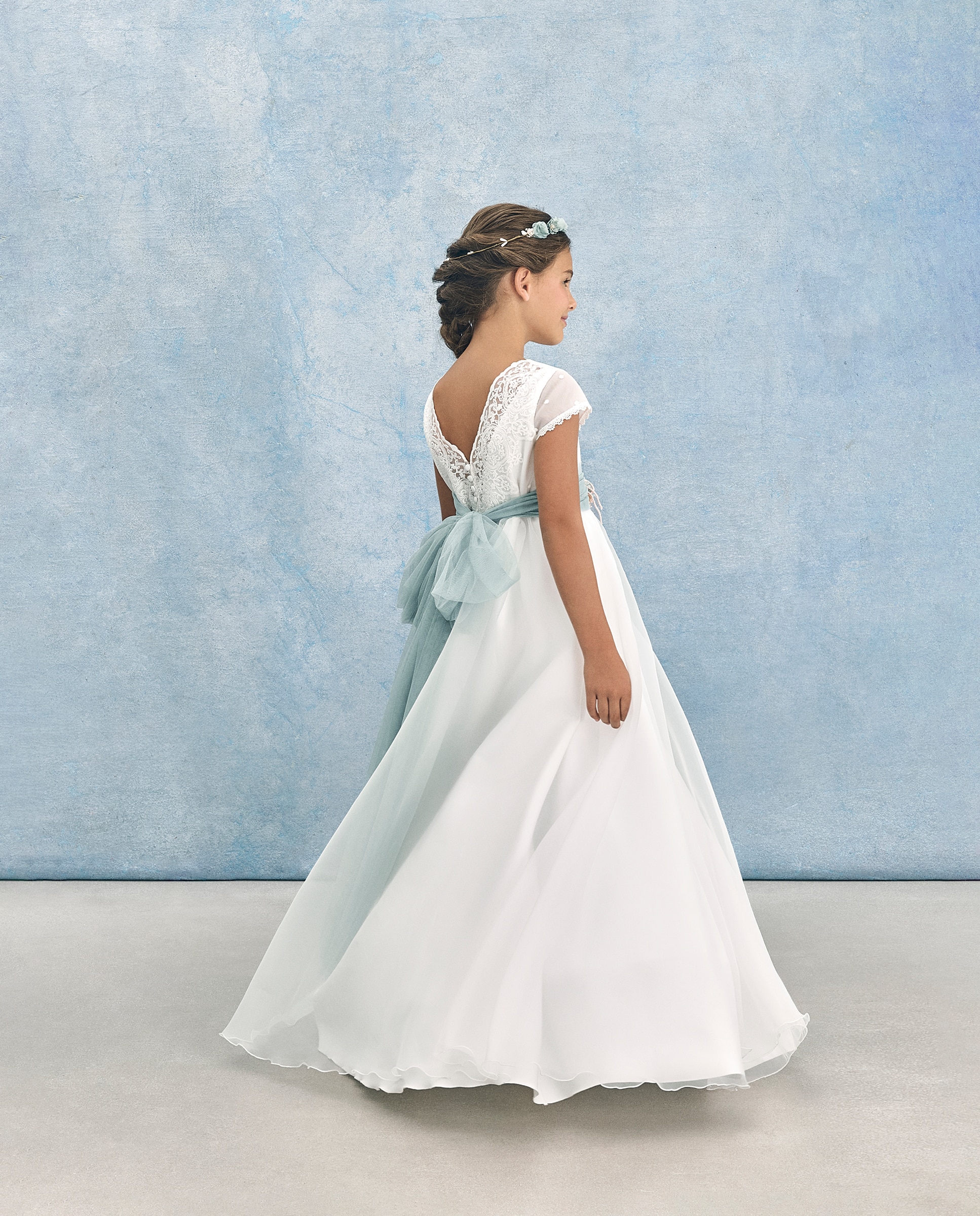 Vestido de Comunhão com Manga Curta e Saia com Capa Izar Coconut El Corte Inglés Branco-marfim-5
