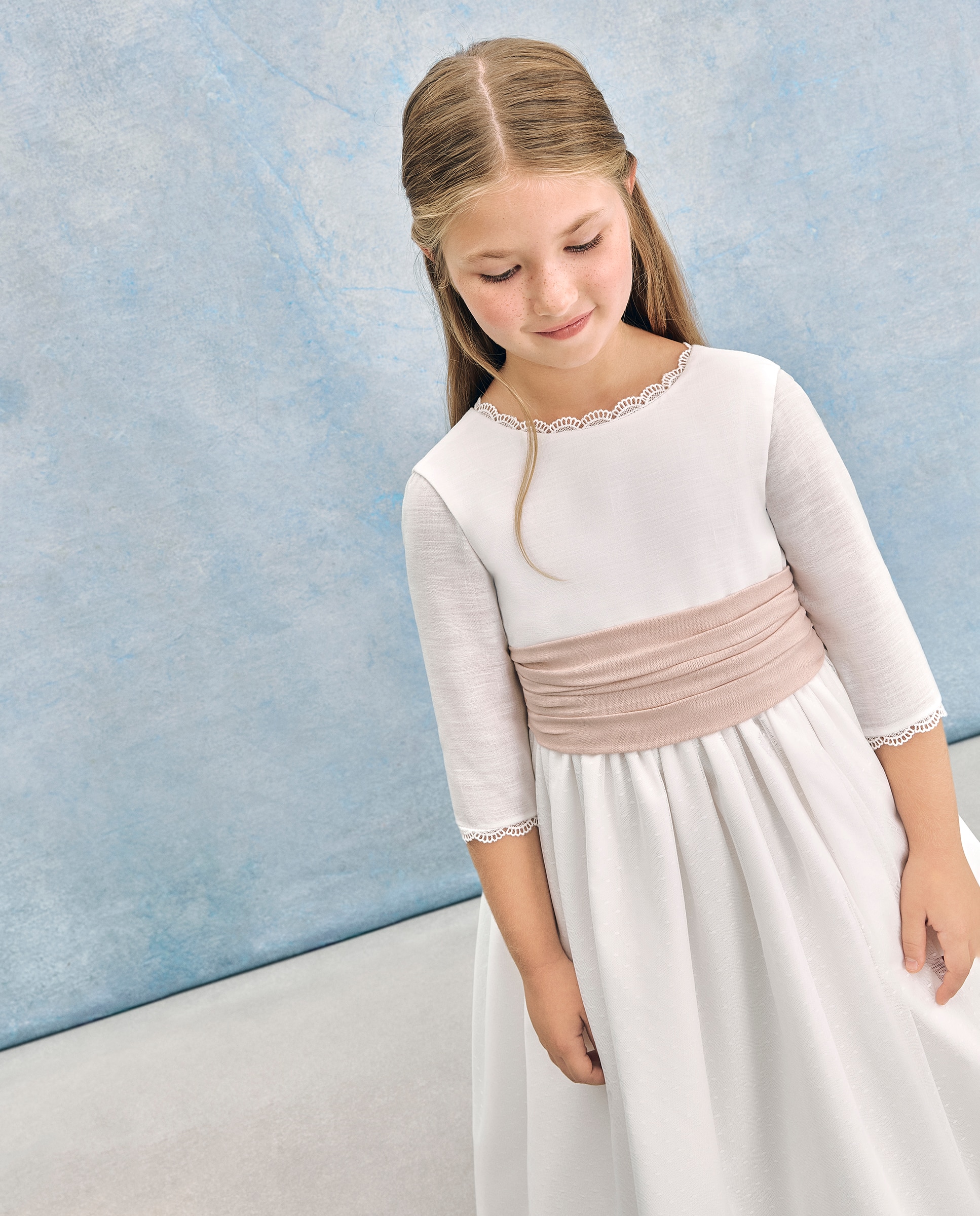 Vestido de Comunhão com Manga 3/4 Syrma Coconut El Corte Inglés Branco-marfim-3