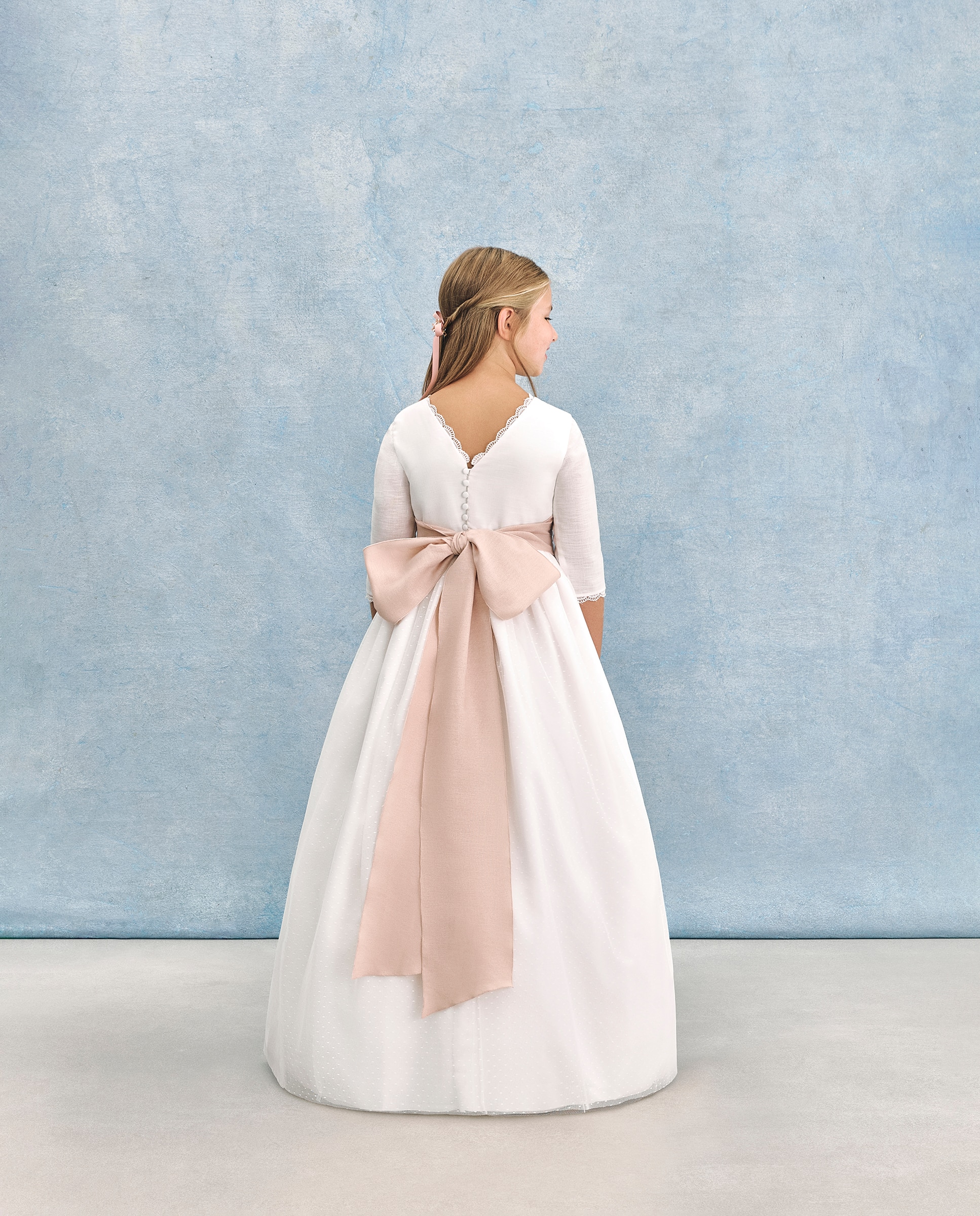 Vestido de Comunhão com Manga 3/4 Syrma Coconut El Corte Inglés Branco-marfim-5