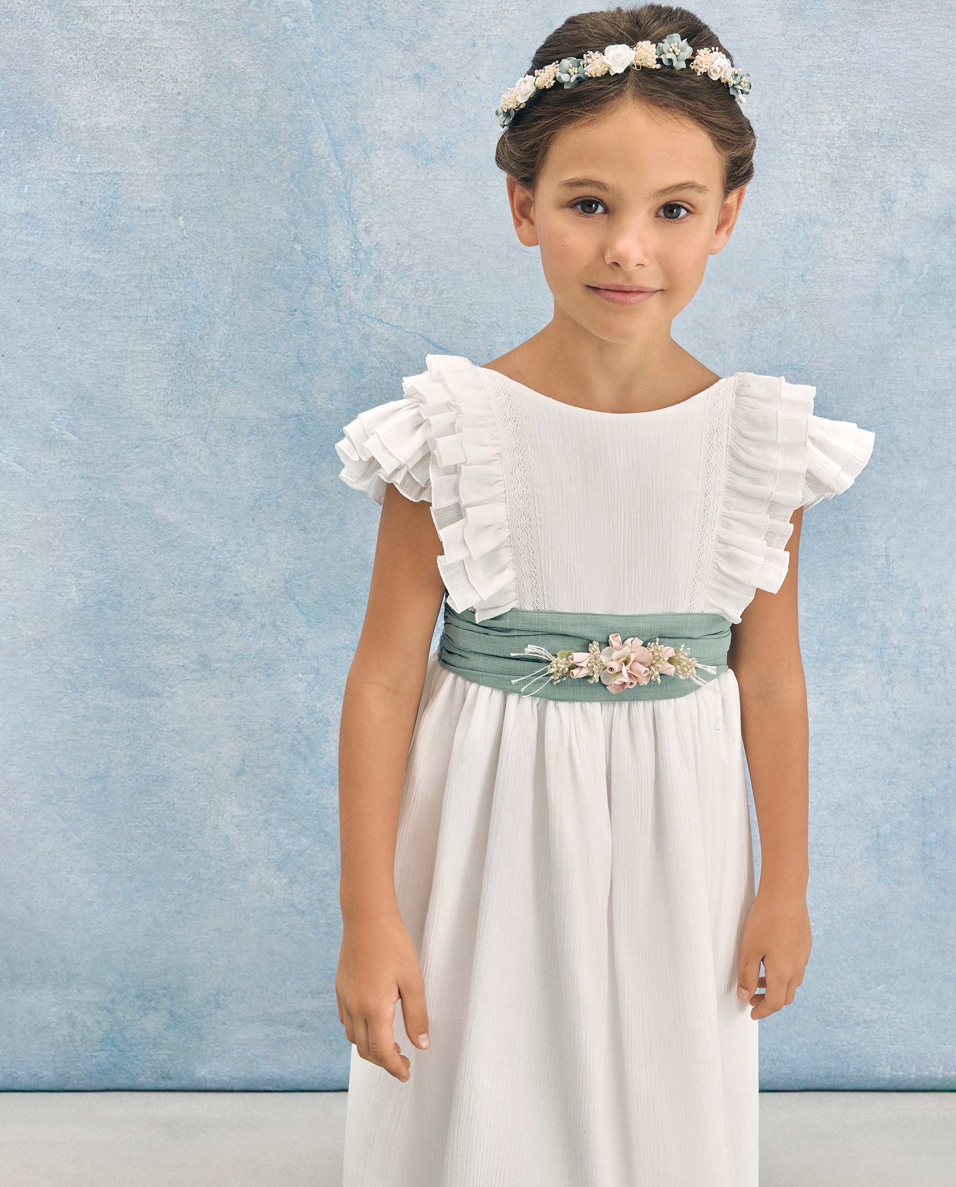 Vestido de Comunhão com Folhos Lucida Coconut El Corte Inglés Branco-marfim-3