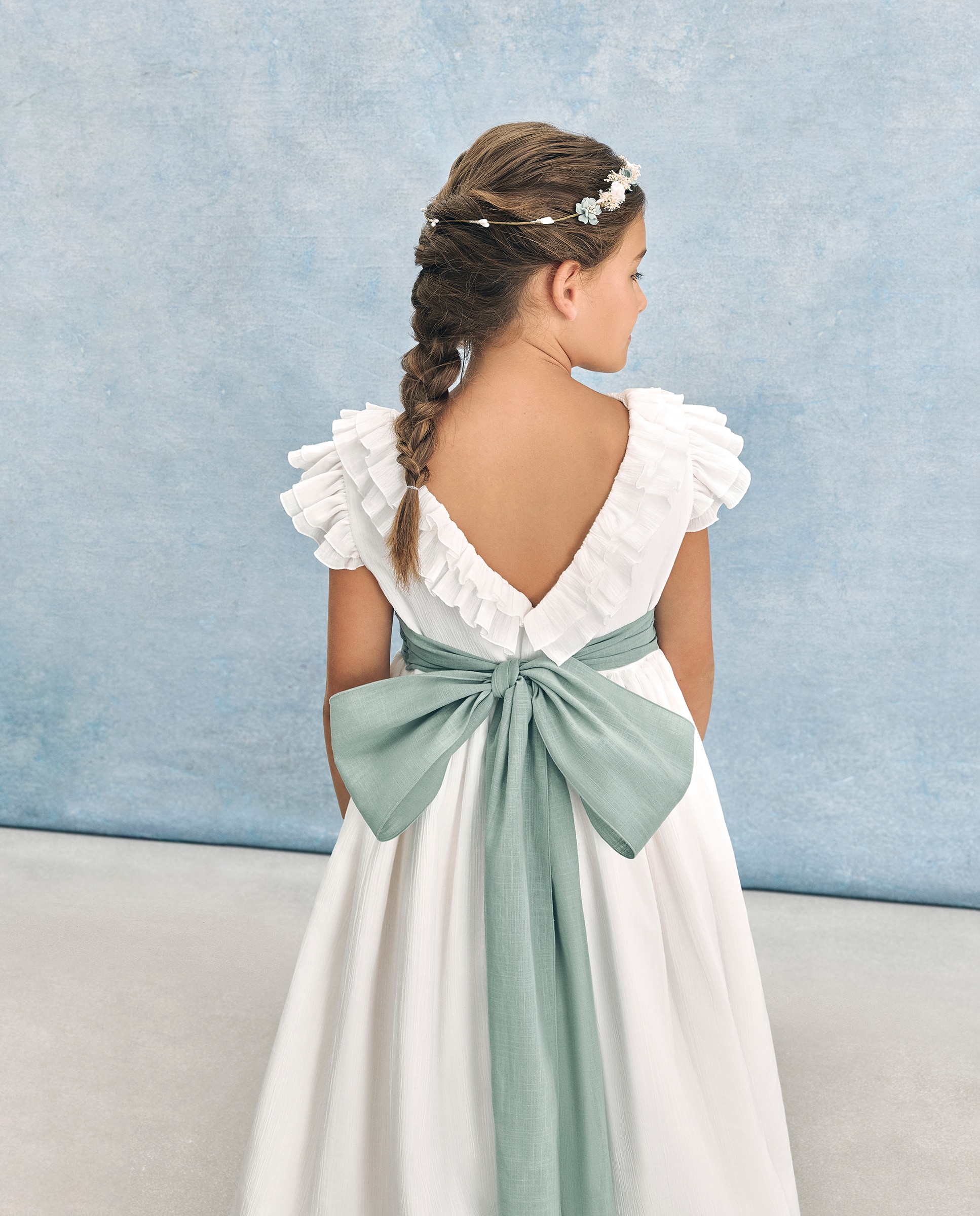 Vestido de Comunhão com Folhos Lucida Coconut El Corte Inglés Branco-marfim-4