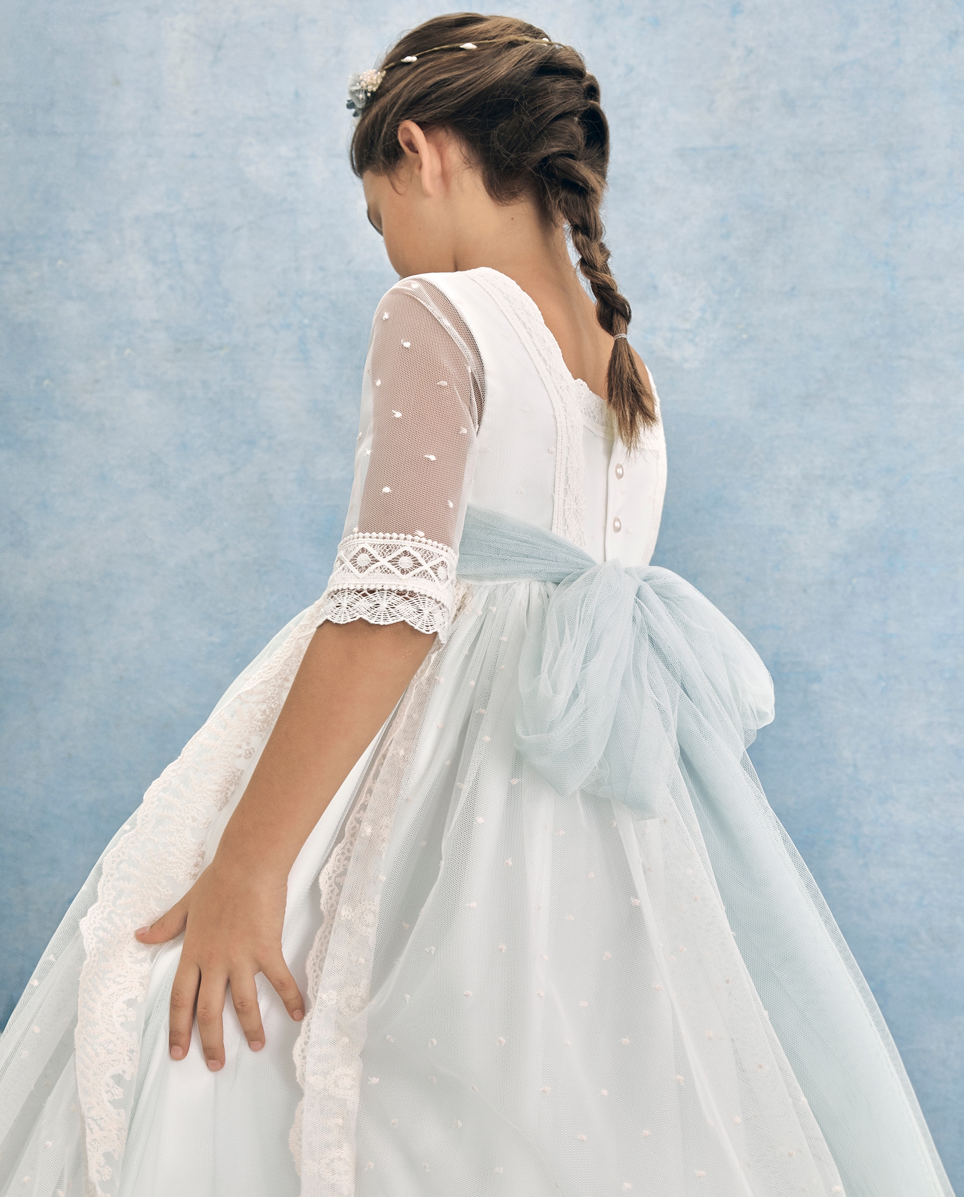 Vestido de Comunhão com Manga 3/4 Sarin Coconut El Corte Inglés 120 Cru-3