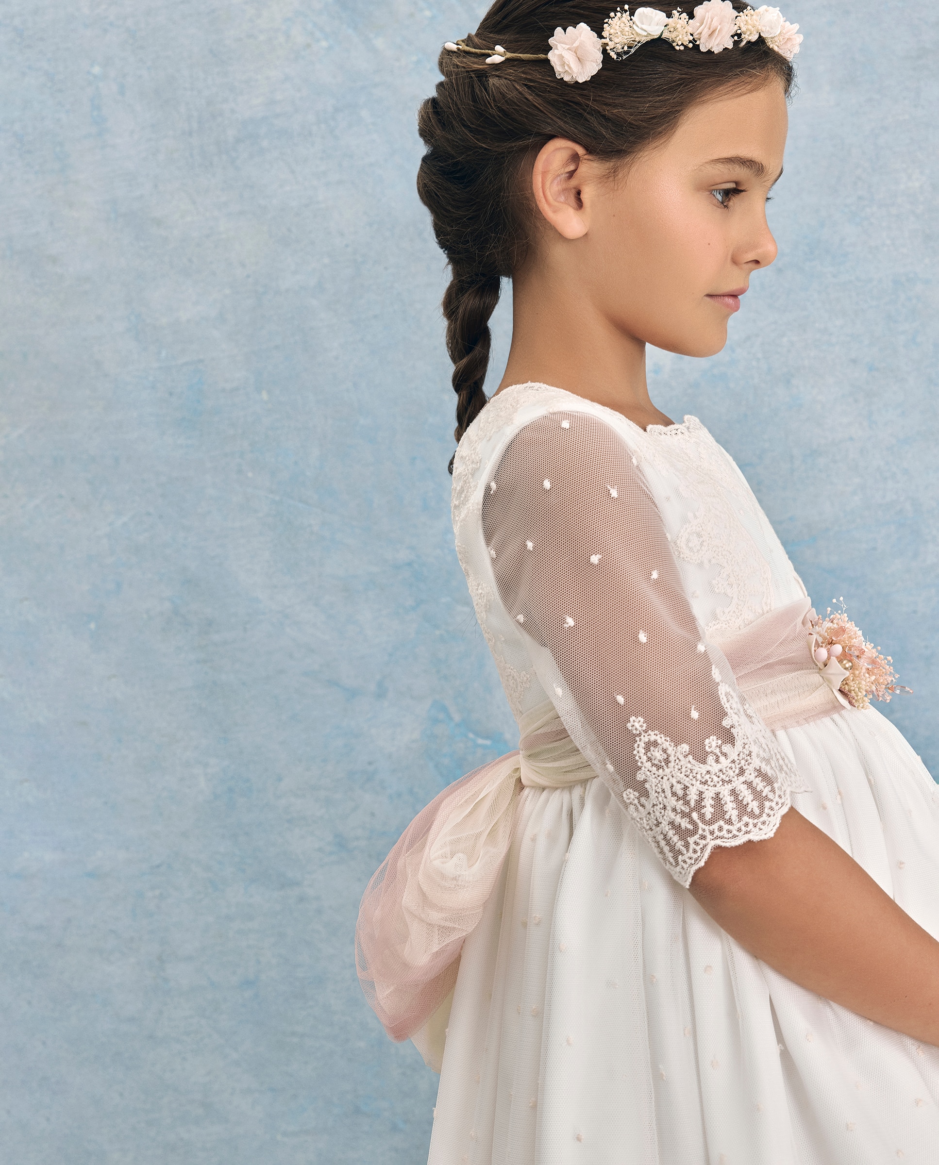Vestido de Comunhão em Tule com Bordado Astrea Coconut El Corte Inglés 120 Cru-1