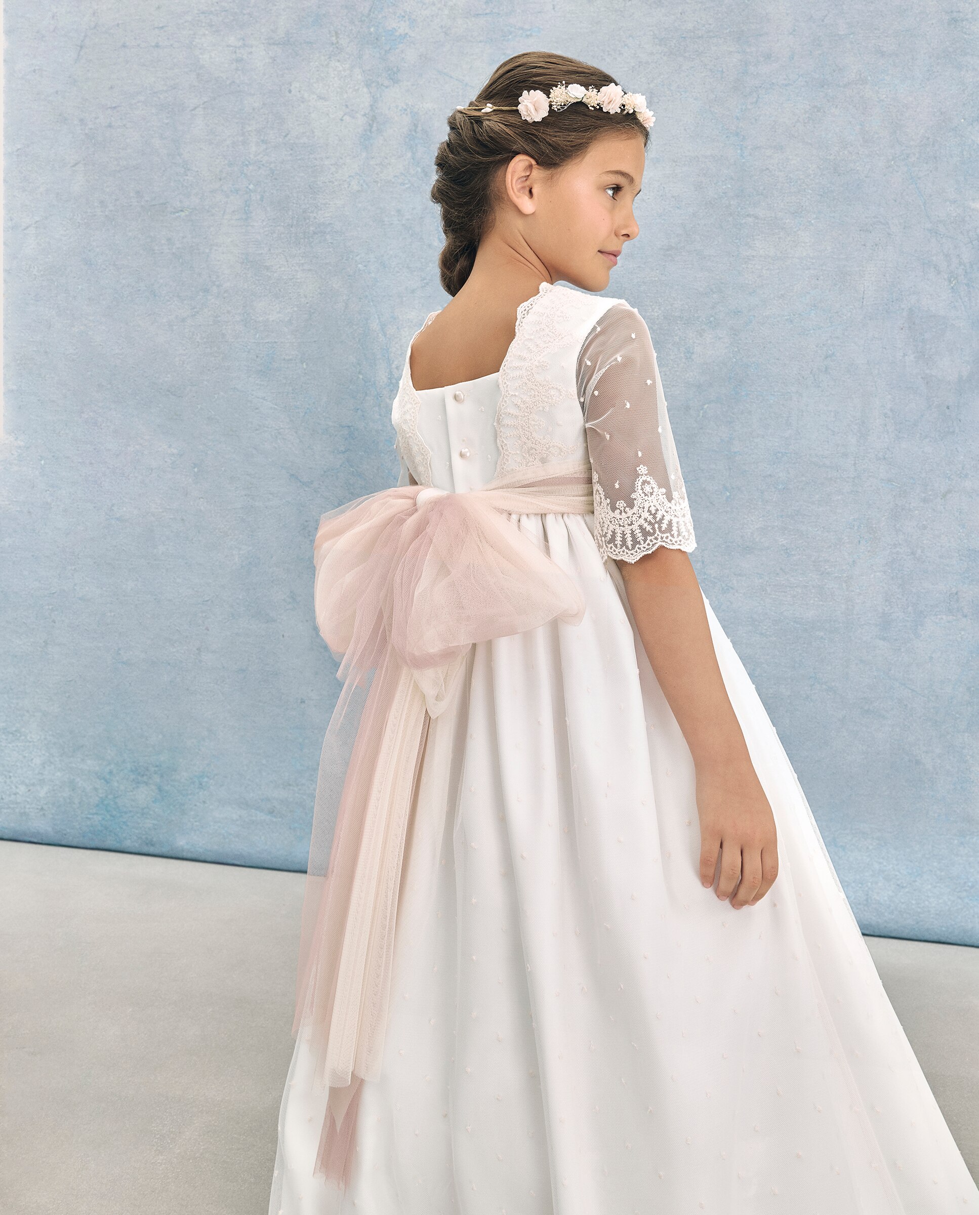 Vestido de Comunhão em Tule com Bordado Astrea Coconut El Corte Inglés 120 Cru-3