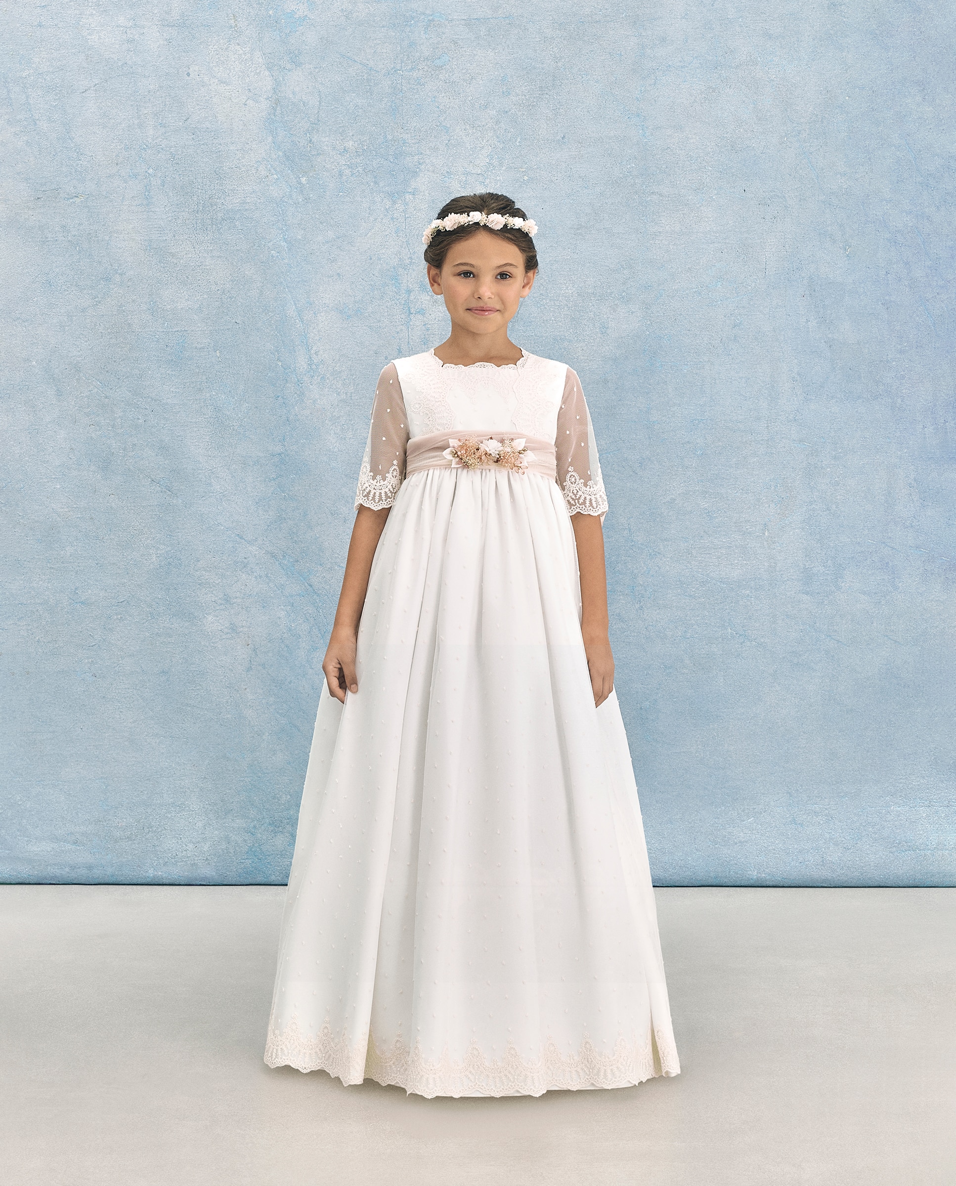 Vestido de Comunhão em Tule com Bordado Astrea Coconut El Corte Inglés 120 Cru-4