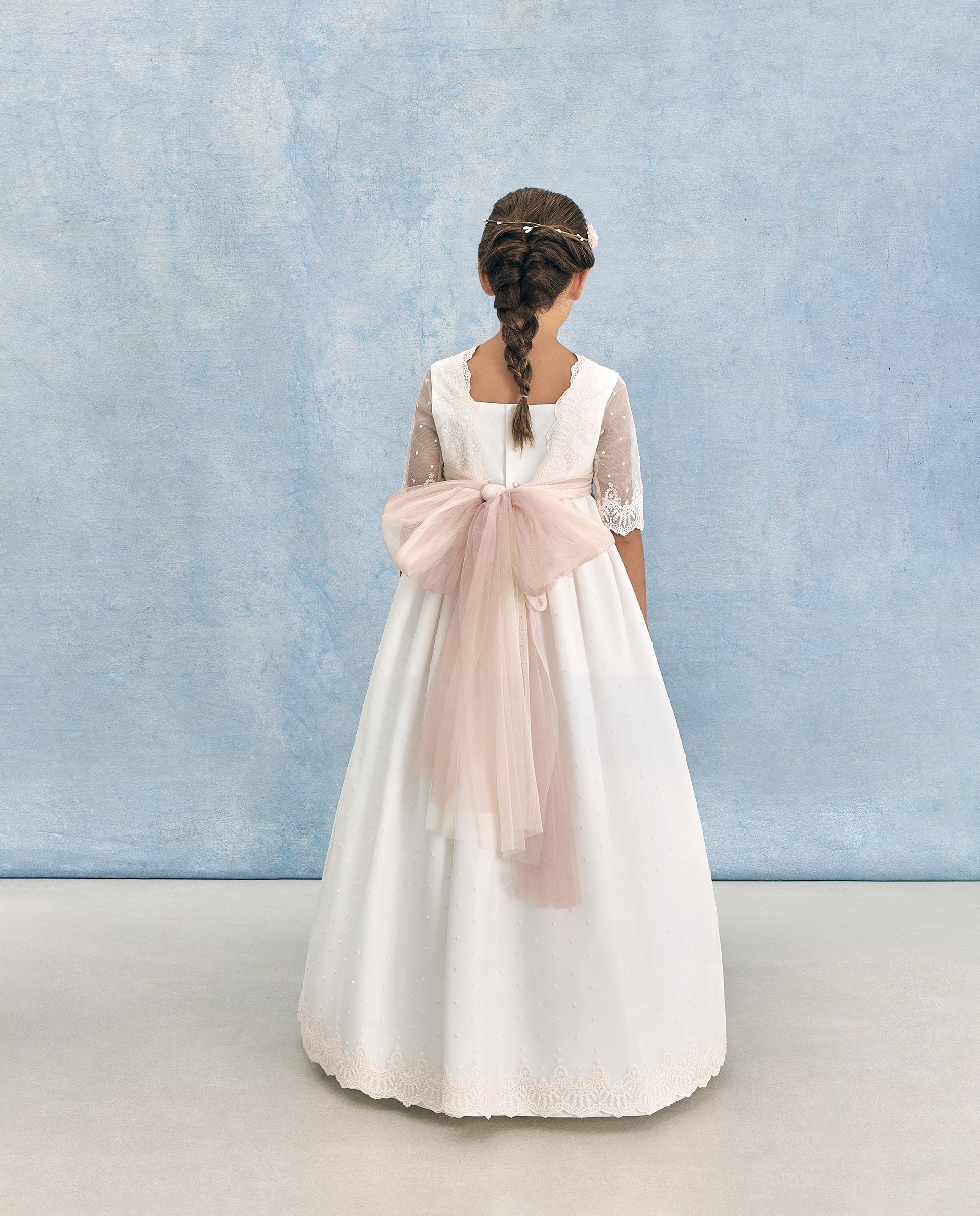 Vestido de Comunhão em Tule com Bordado Astrea Coconut El Corte Inglés 120 Cru-5