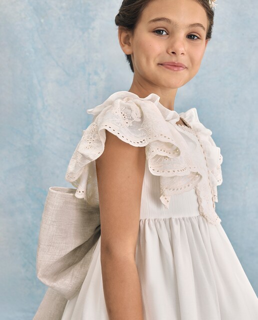 Imagen 0 de Vestido de comunión con volante  bordado ANDRÒMEDA