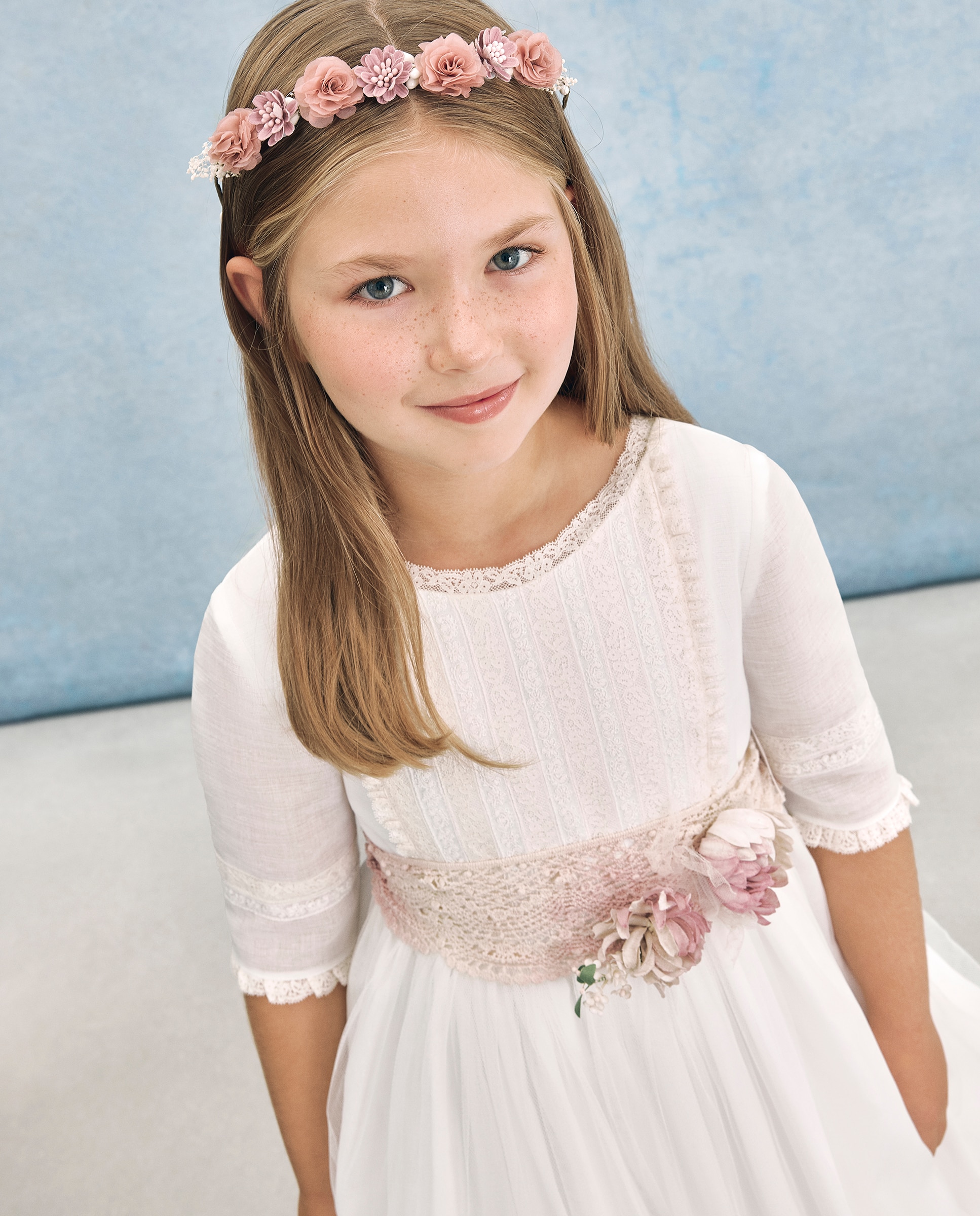 Vestido de Comunhão com Manga 3/4 ALZIR Branco-marfim-2