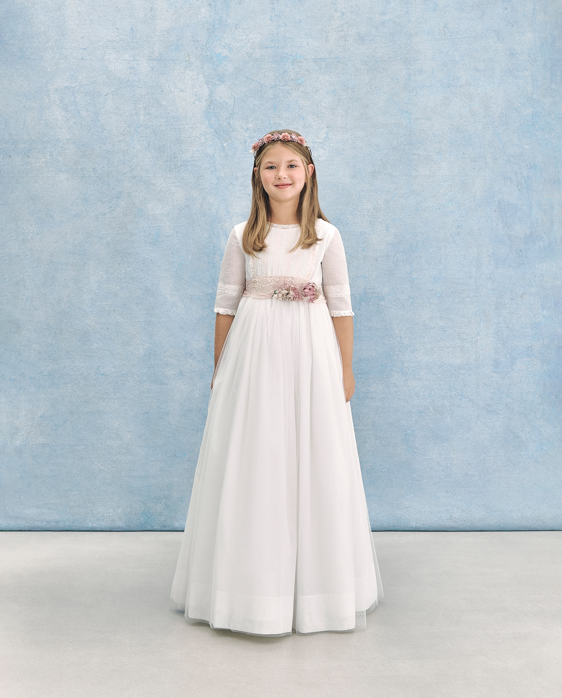 Vestido de Comunhão com Manga 3/4 ALZIR Branco-marfim-4