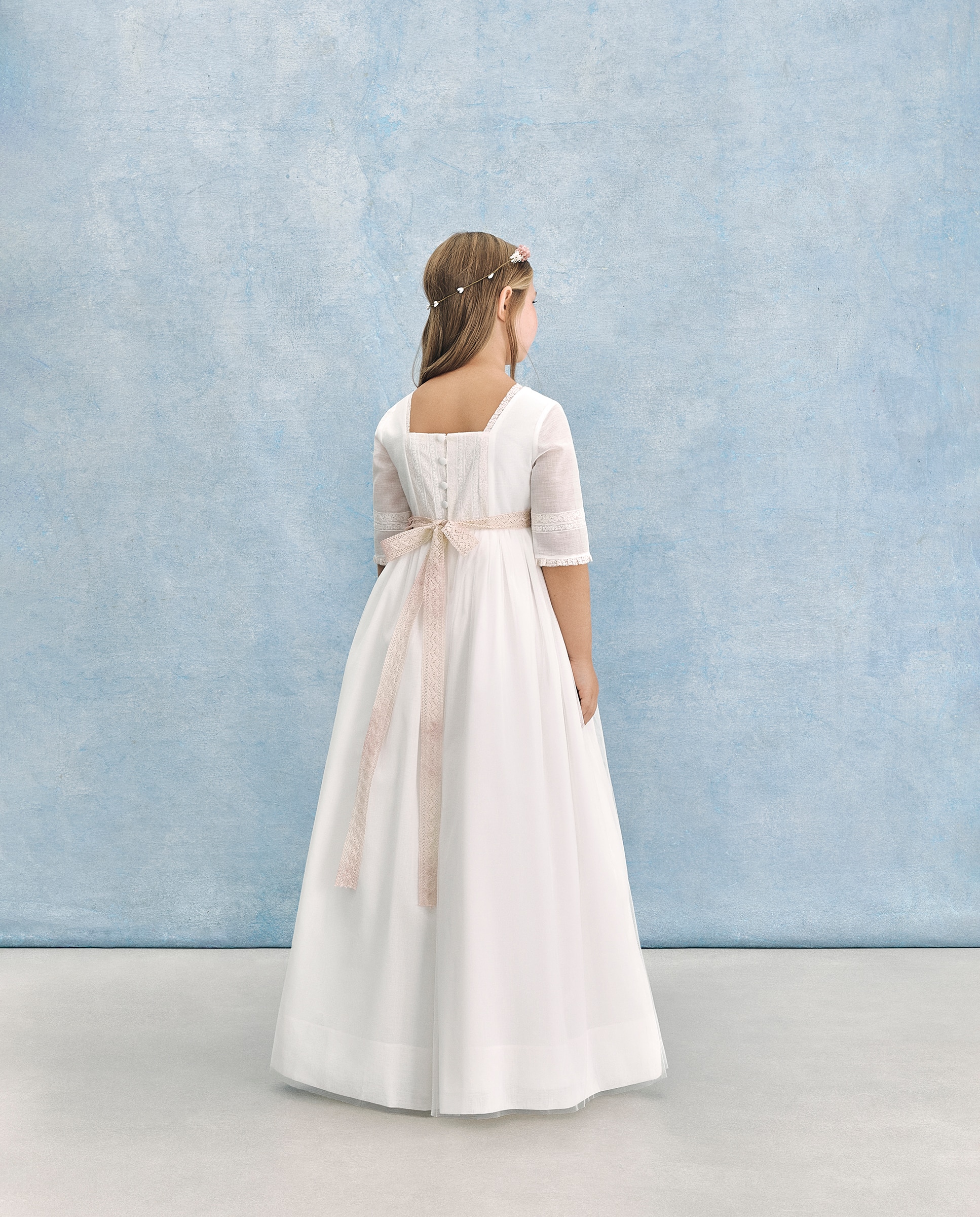 Vestido de Comunhão com Manga 3/4 ALZIR Branco-marfim-5