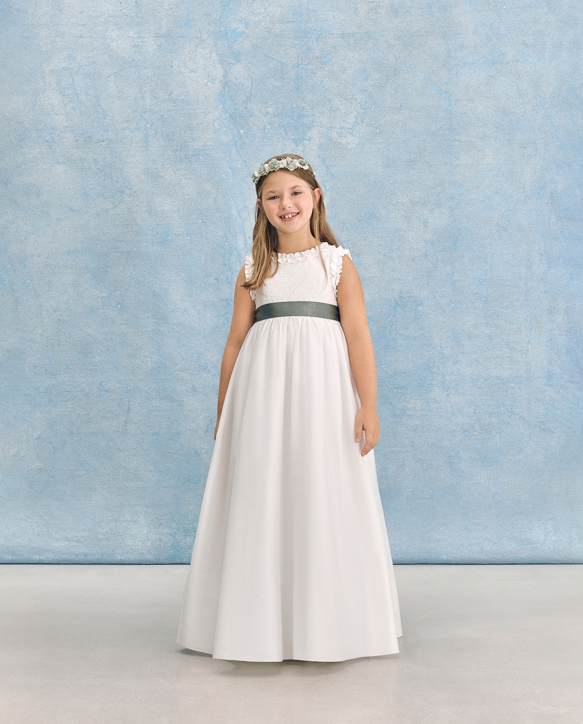 Vestido de Comunhão de Linho com Bordado Alcíone Coconut El Corte Inglés Branco-marfim-4