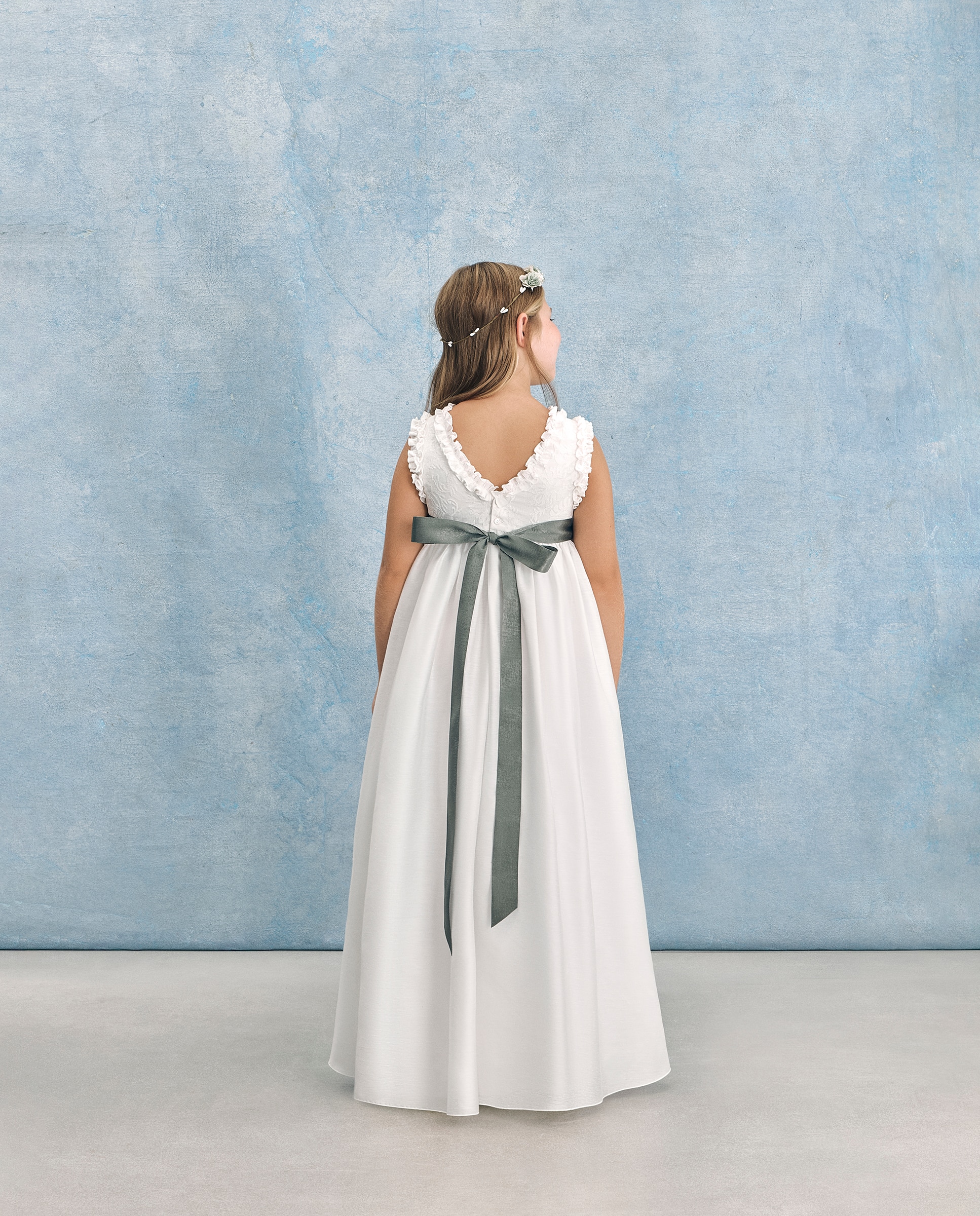Vestido de Comunhão de Linho com Bordado Alcíone Coconut El Corte Inglés Branco-marfim-5