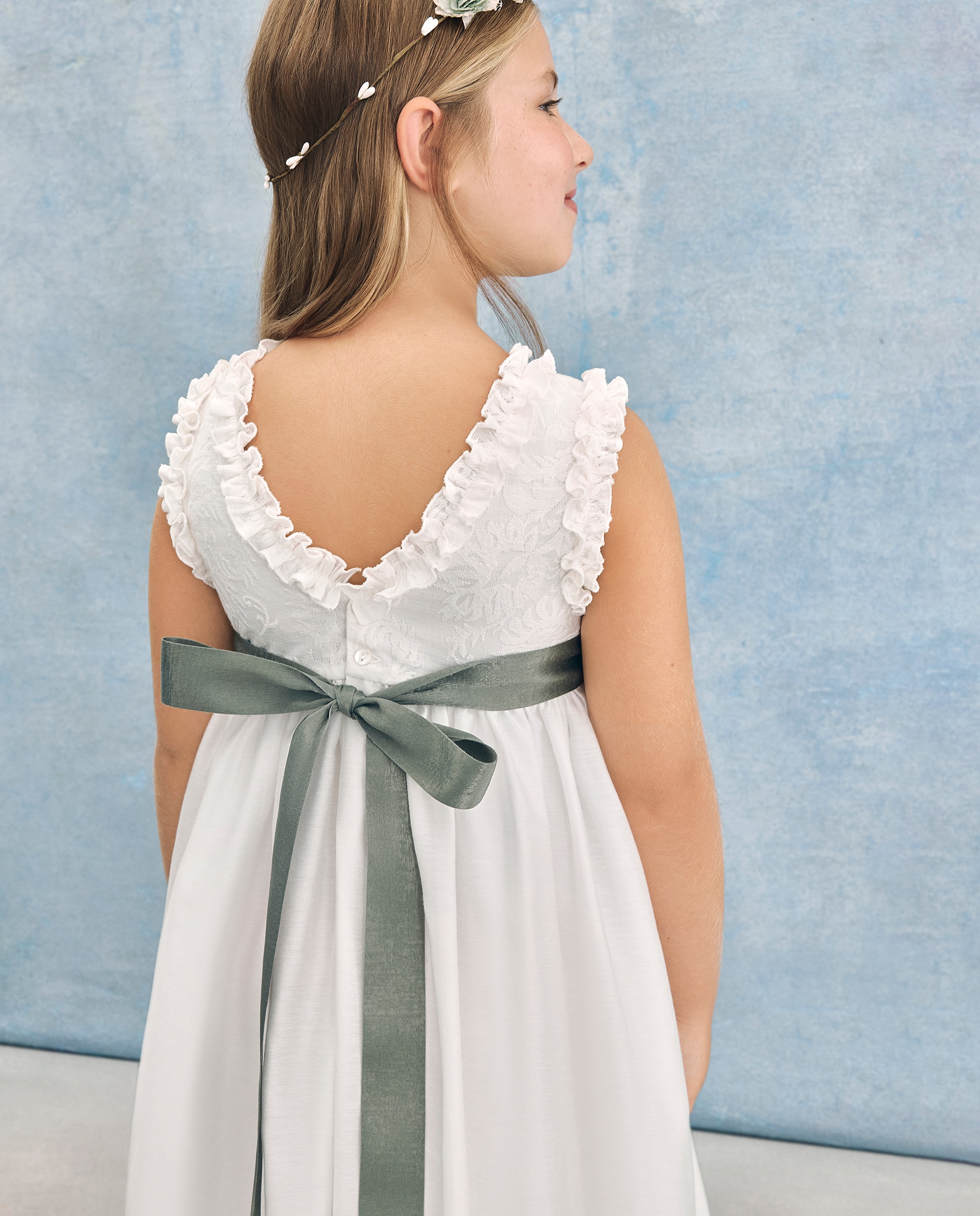 Vestido de Comunhão de Linho com Bordado Alcíone Coconut El Corte Inglés Branco-marfim-6