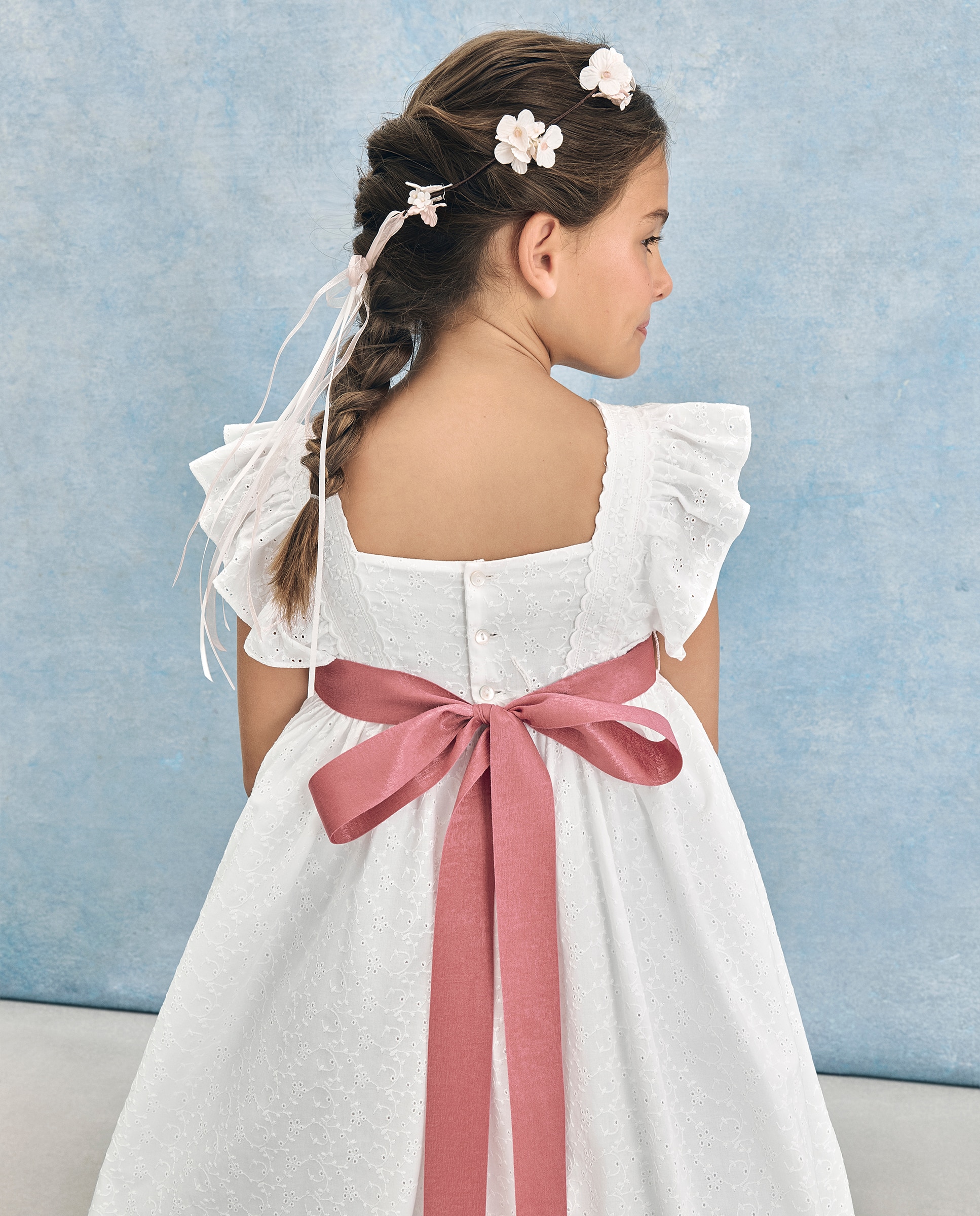 Vestido de Comunhão de Cambraia Galatea Coconut El Corte Inglés Branco-marfim-3