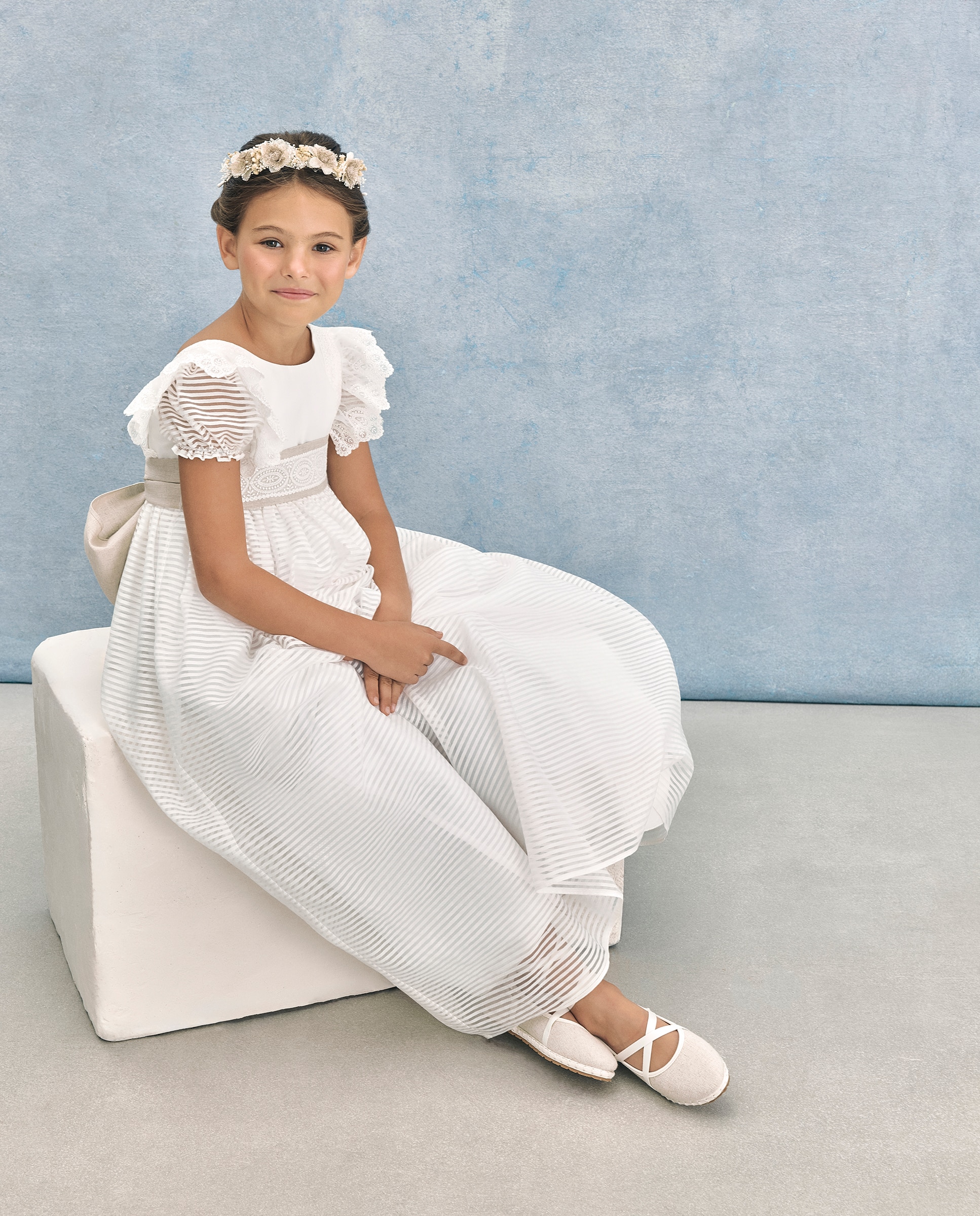 Vestido de Comunhão com Manga Curta Turéis Coconut El Corte Inglés 120 Cru-2