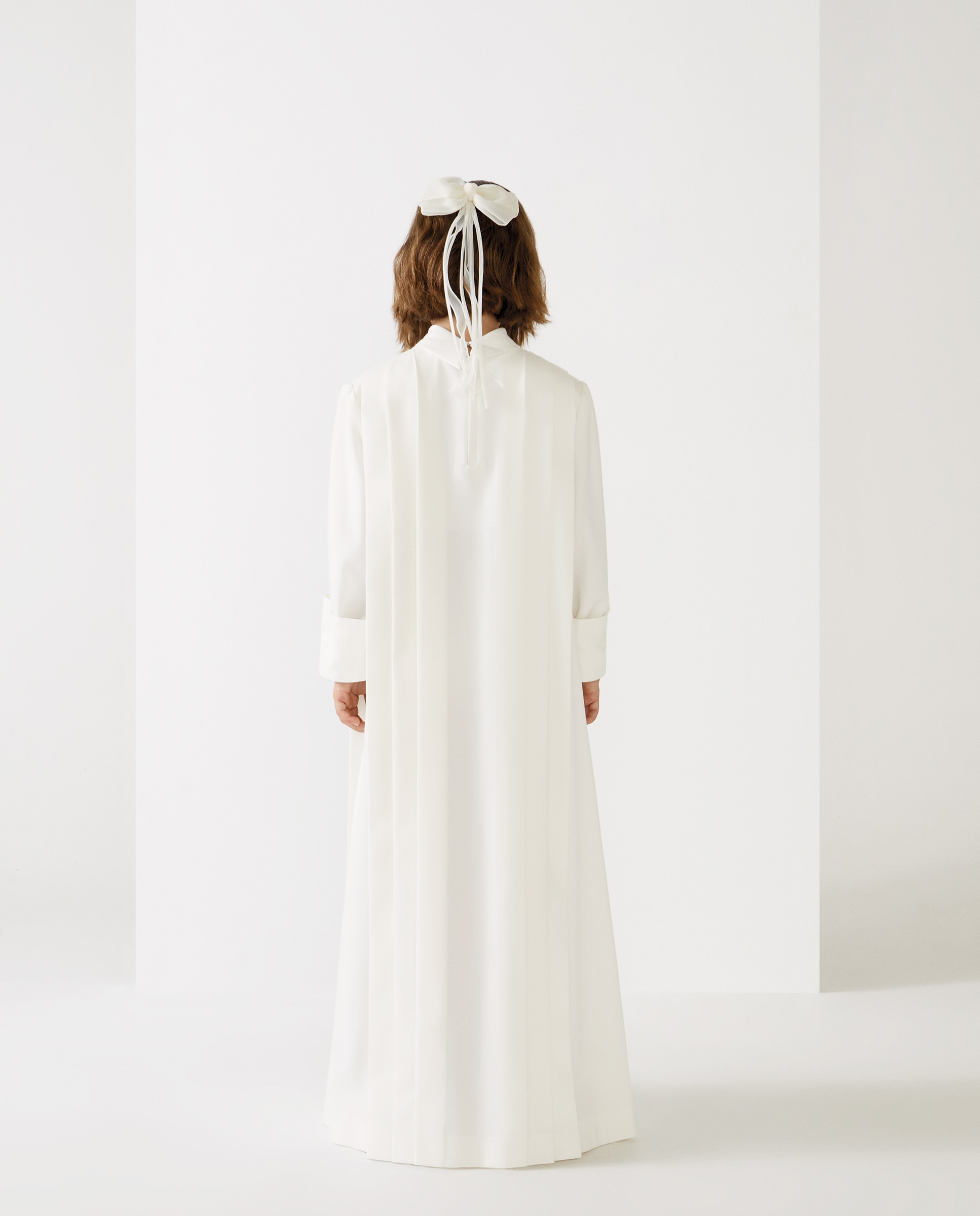 Túnica de Pregas Pranchadas Branco-2