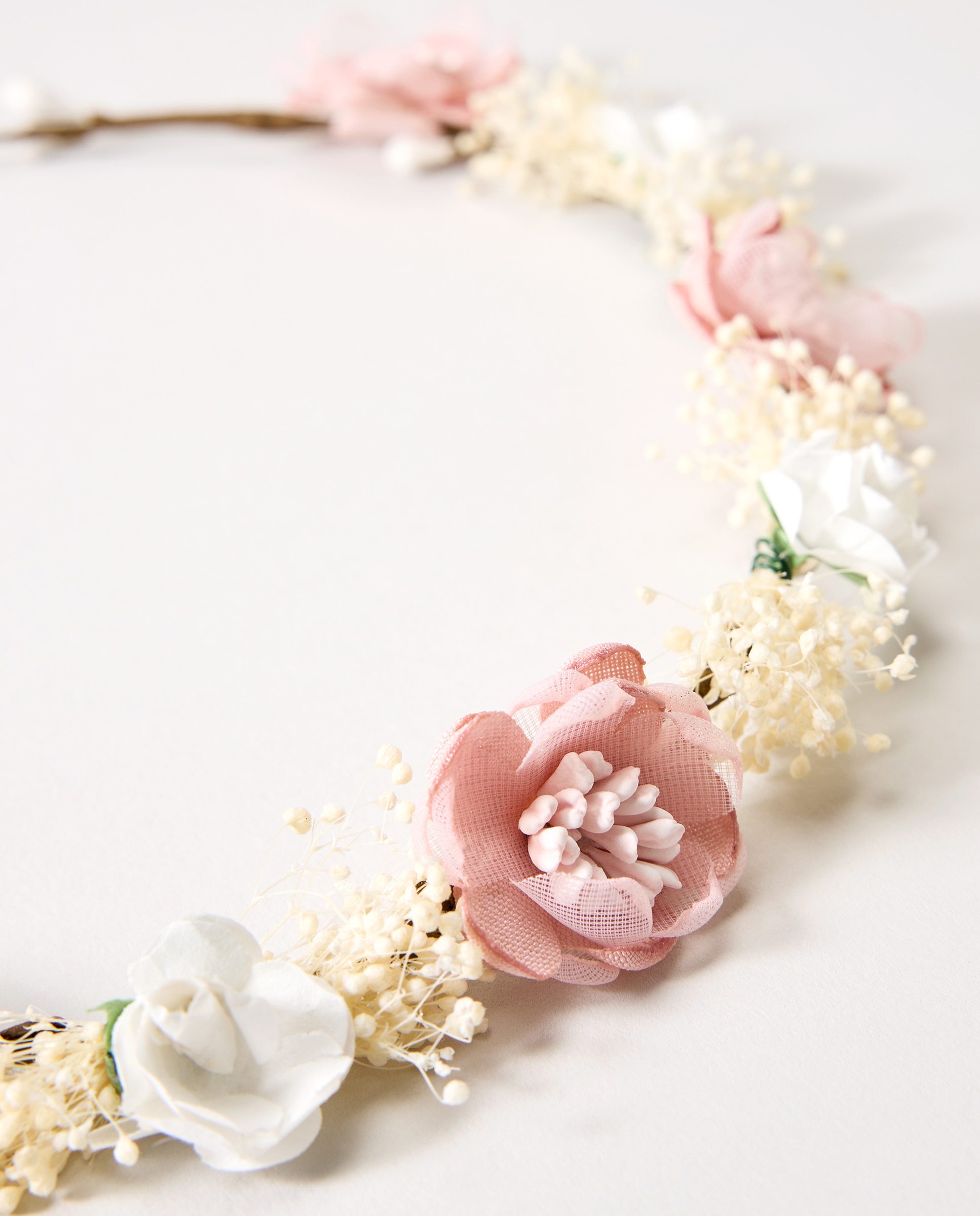 Coroa de Flores em Tecido com Pistilos a Condizer 220 Rosa Pálido-2