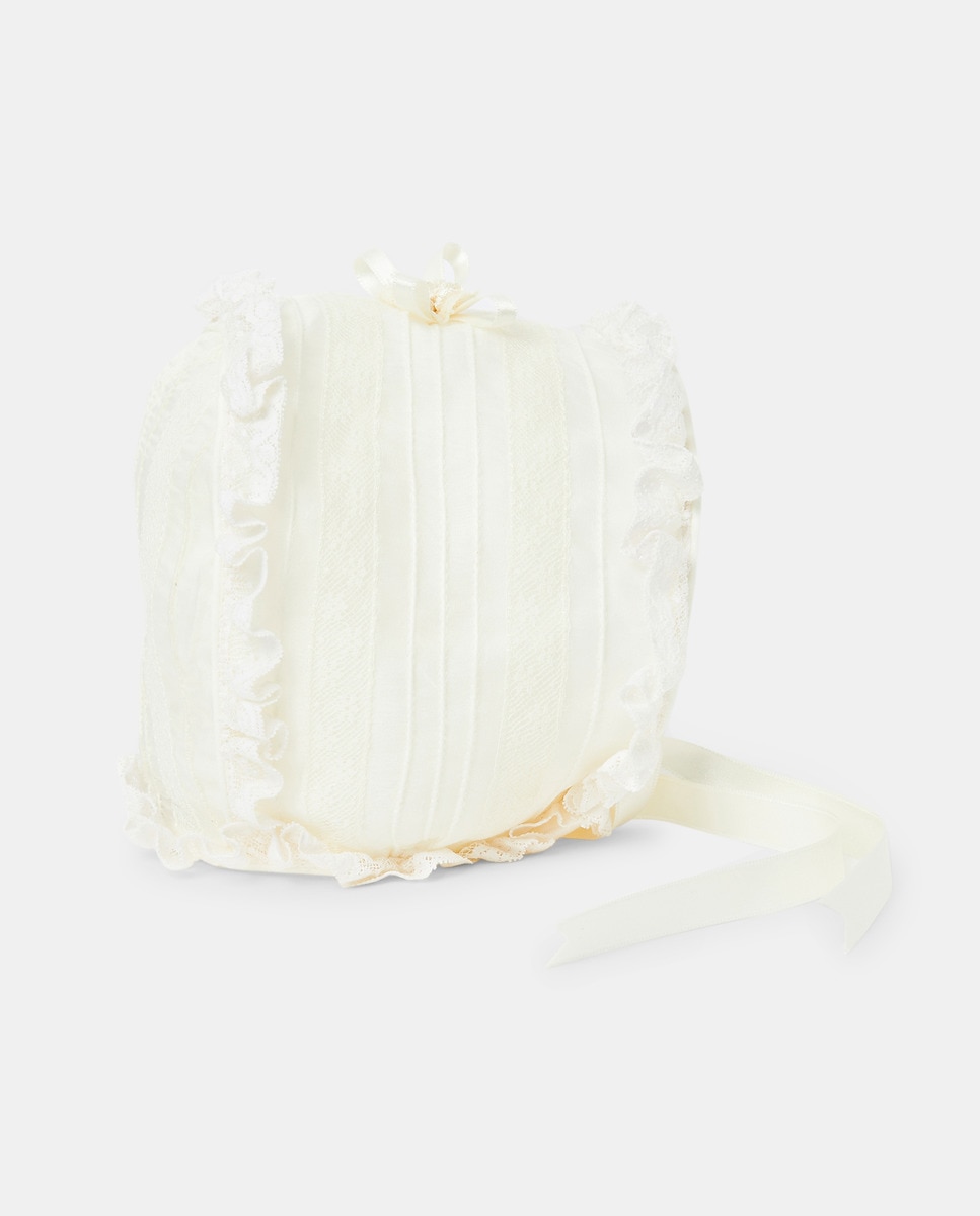 Touca de Batizado Lisa para Bebé 120 Cru-1