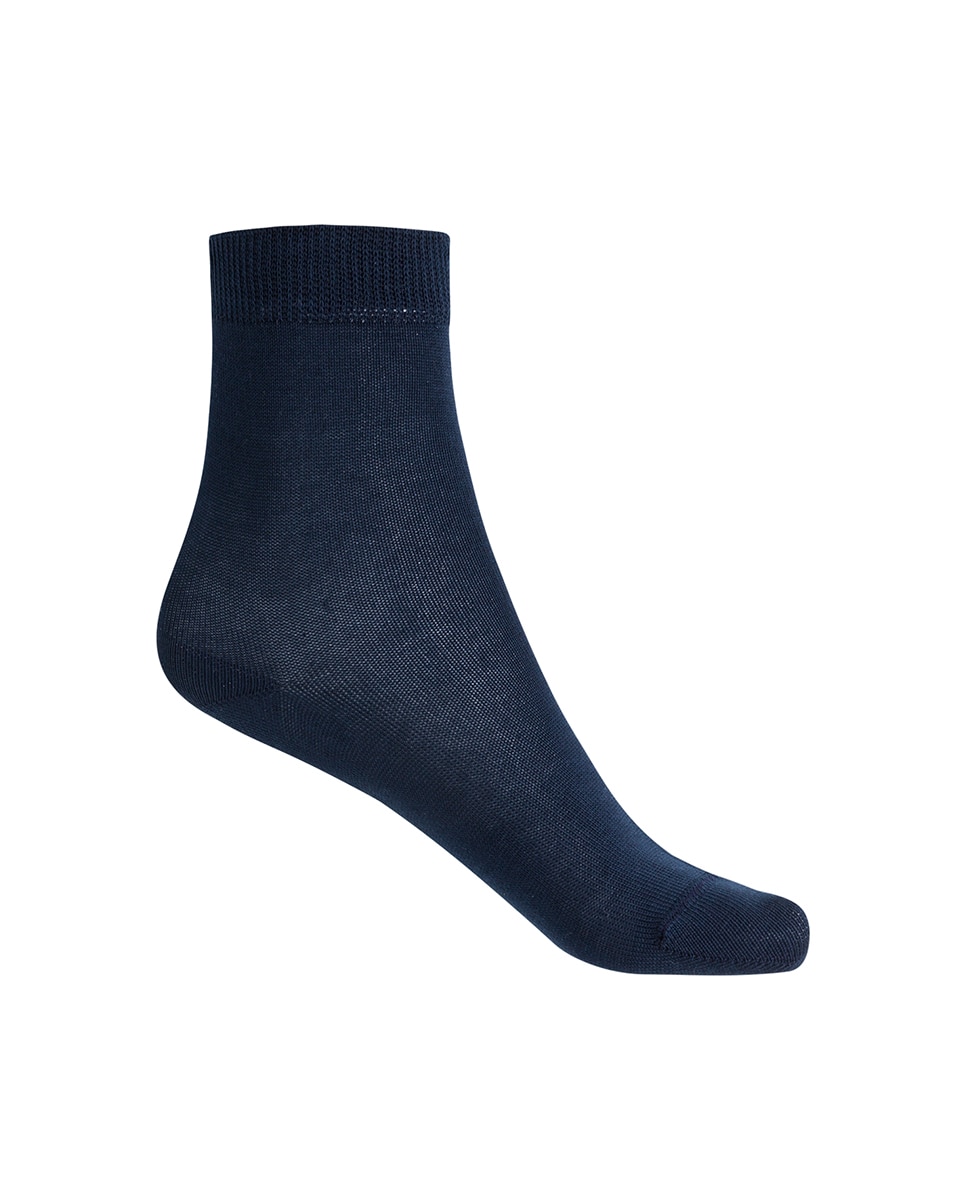 Calcetines de Hilo de Escocia lisos - Punto Blanco - Azul marino Azul marino-1