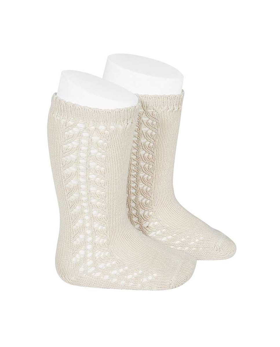 Meias Altas Rendilhadas Castanho-1