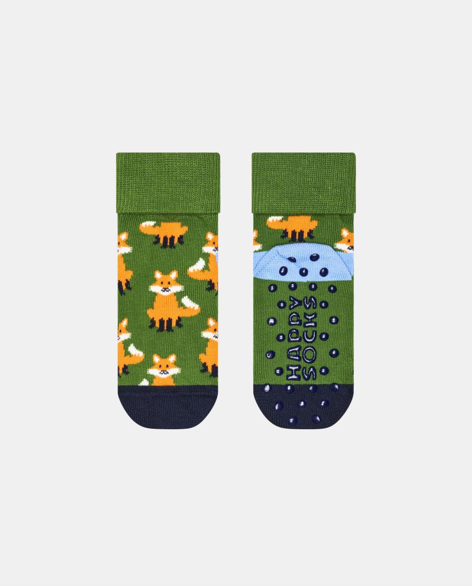 Calcetines de niños antideslizantes Fox - Happy Socks - Verde Verde-1